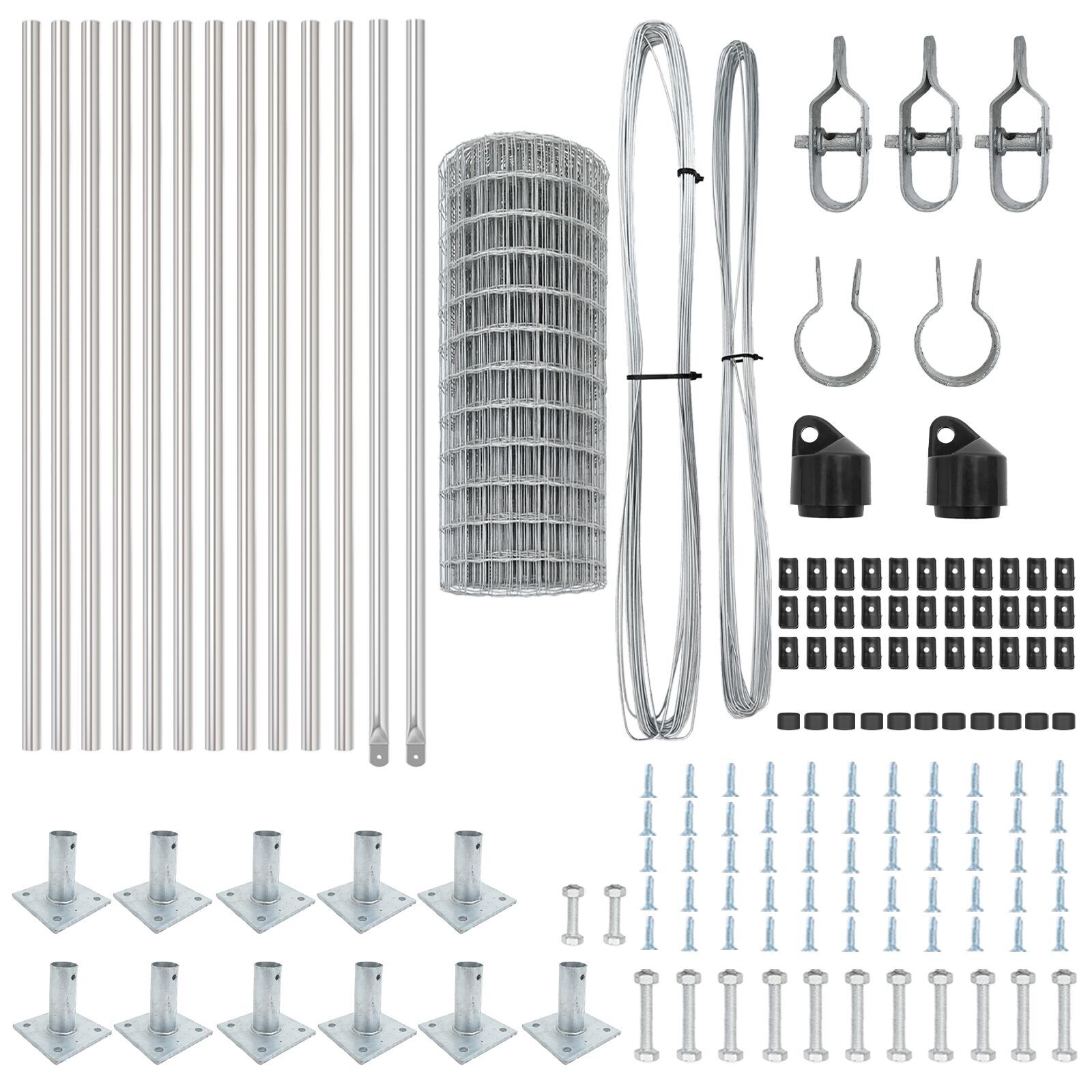 Gard Euro cu 13 stâlpi flanșați 0.4x25 m Oțel galvanizat GartenMobel Dekor