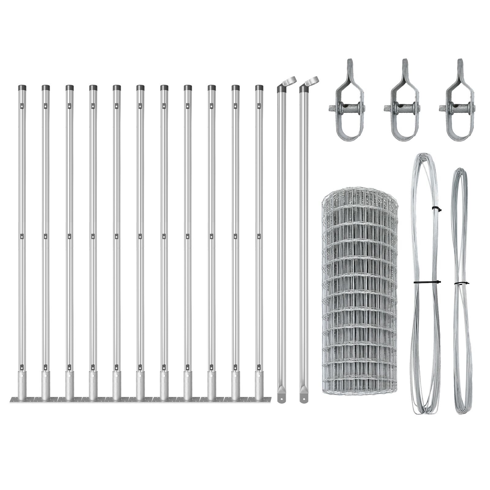 Gard Euro cu 13 stâlpi flanșați 0.4x25 m Oțel galvanizat GartenMobel Dekor