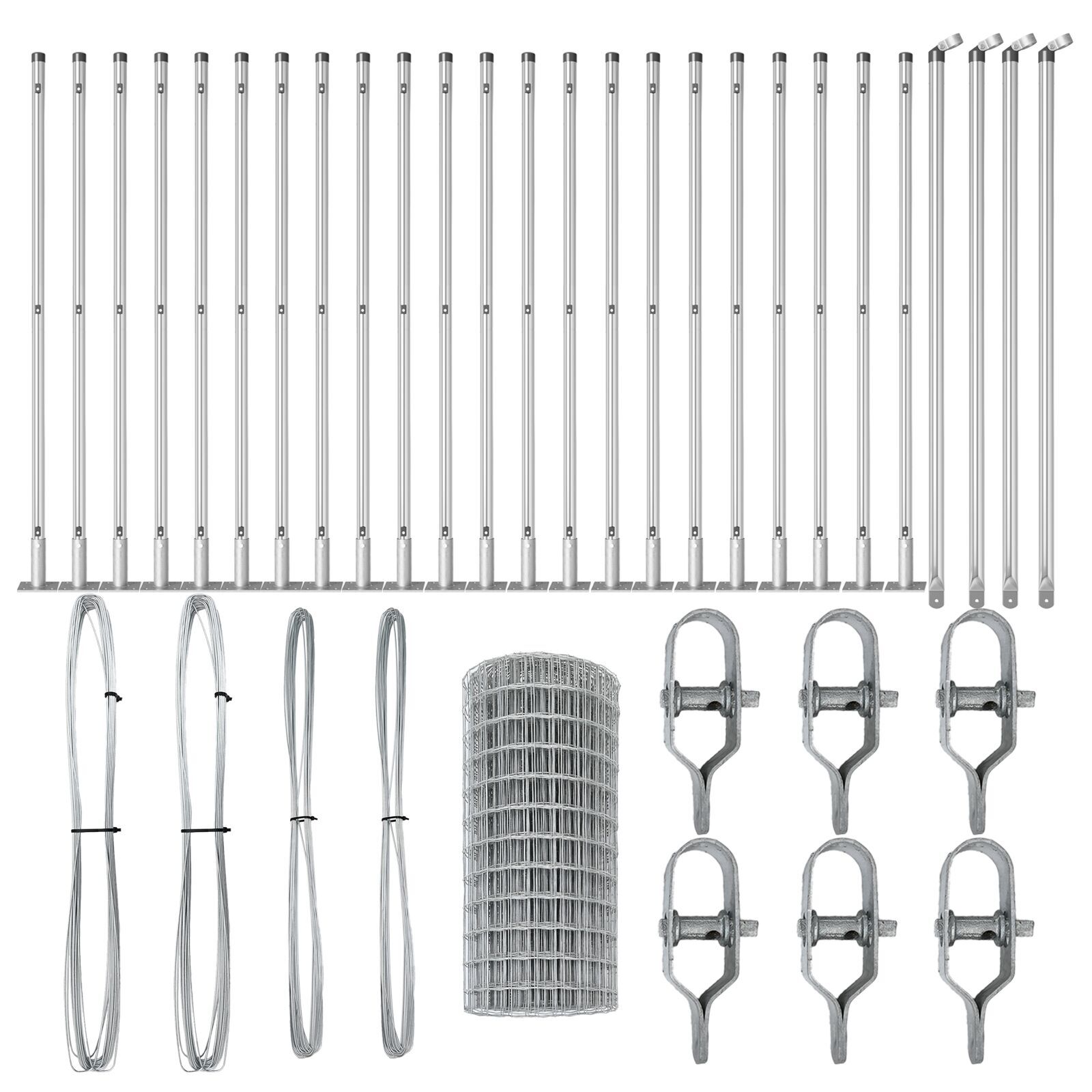 Gard Euro cu 13 stâlpi flanșați 0.4x50 m Oțel galvanizat GartenMobel Dekor