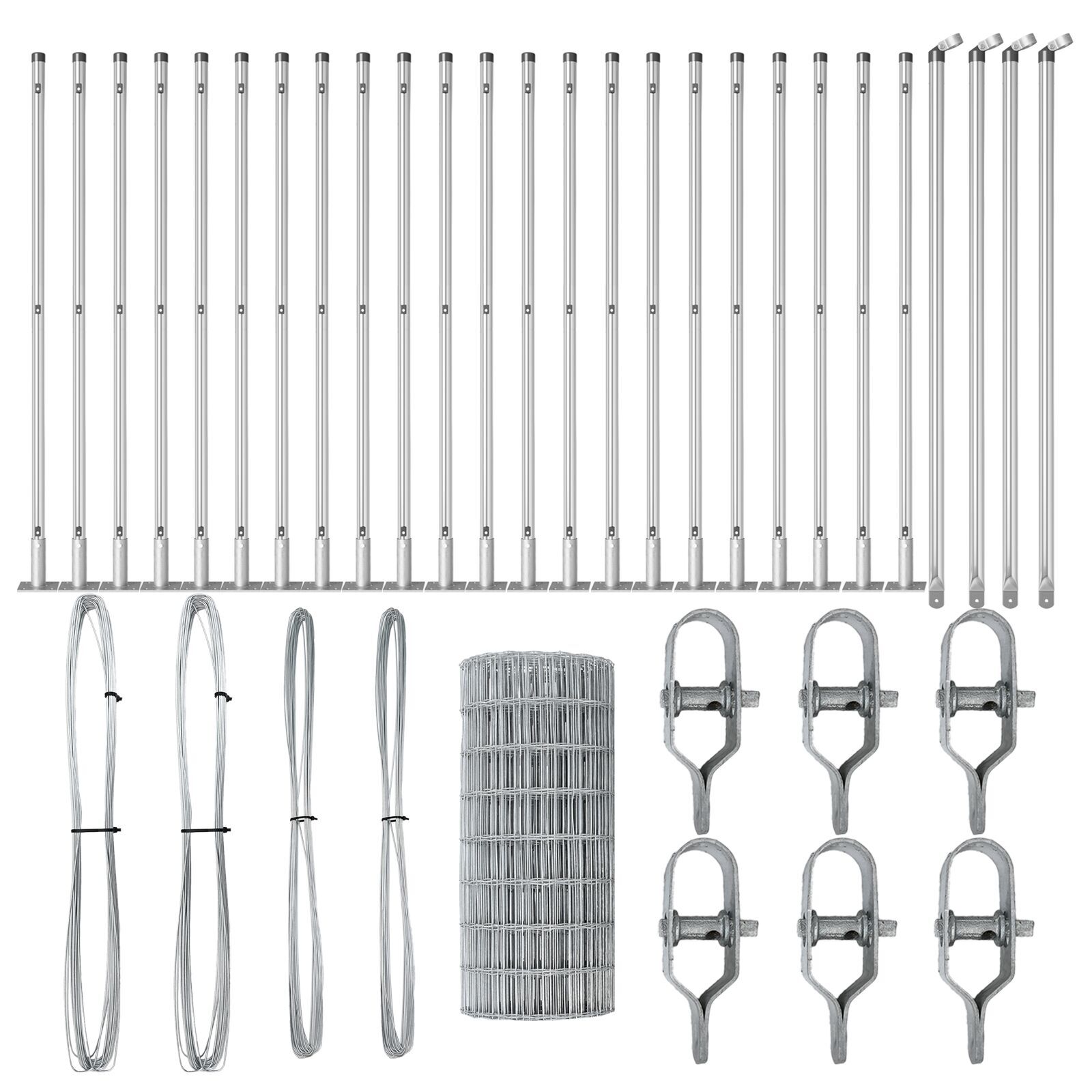 Gard Euro cu 13 stâlpi flanșați 0.4x50 m Oțel galvanizat GartenMobel Dekor