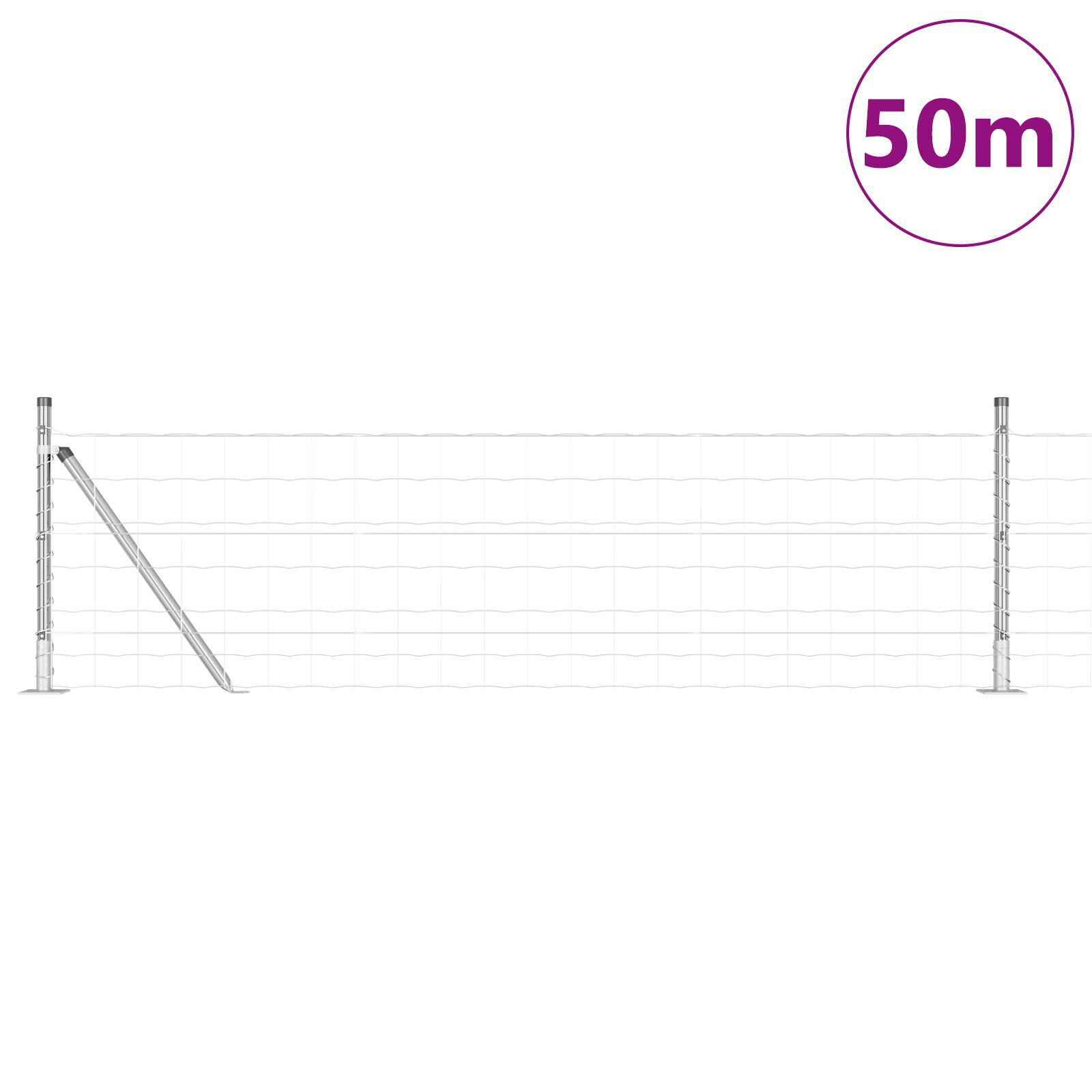 Gard Euro cu 13 stâlpi flanșați 0.4x50 m Oțel galvanizat GartenMobel Dekor