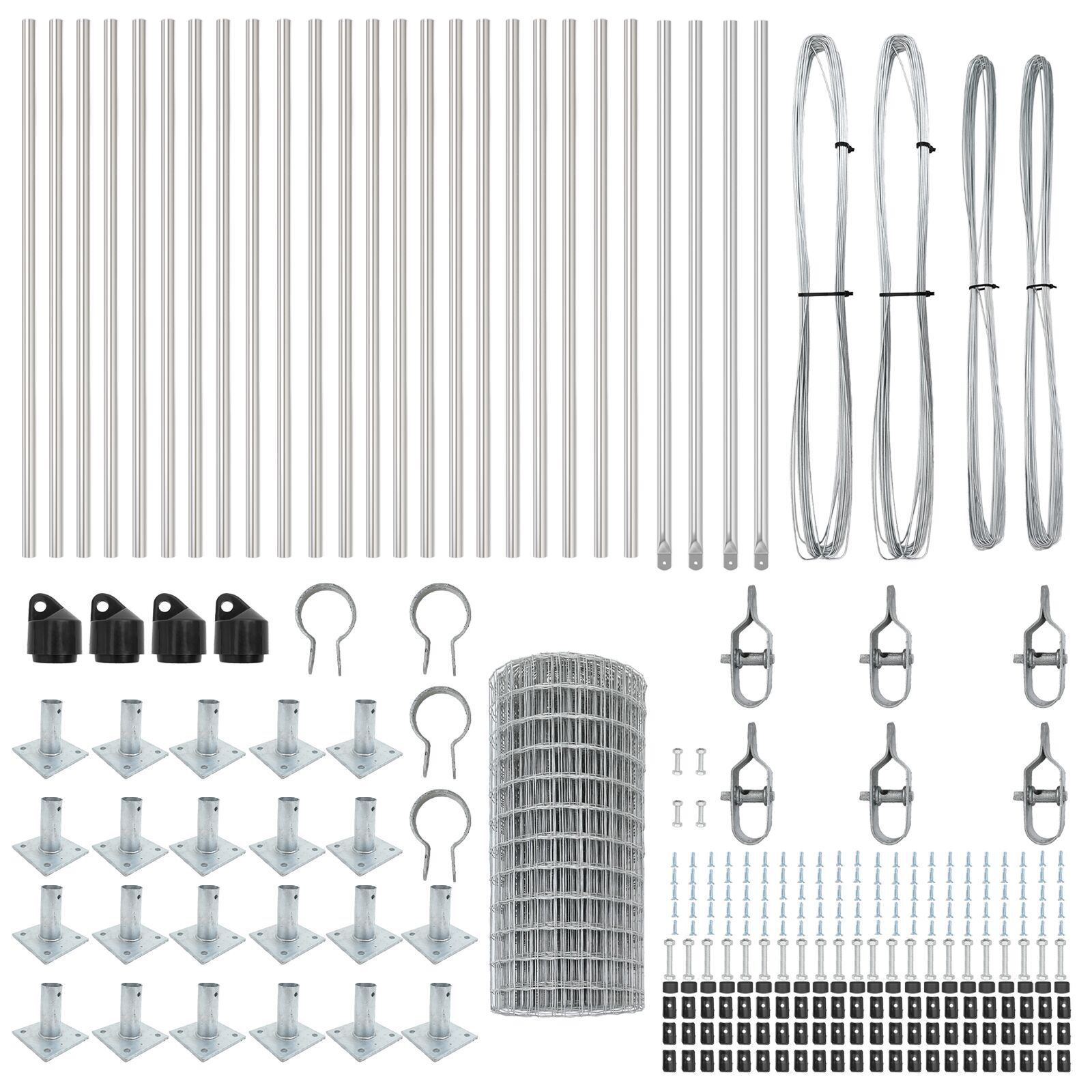 Gard Euro cu 13 stâlpi flanșați 0.4x50 m Oțel galvanizat GartenMobel Dekor