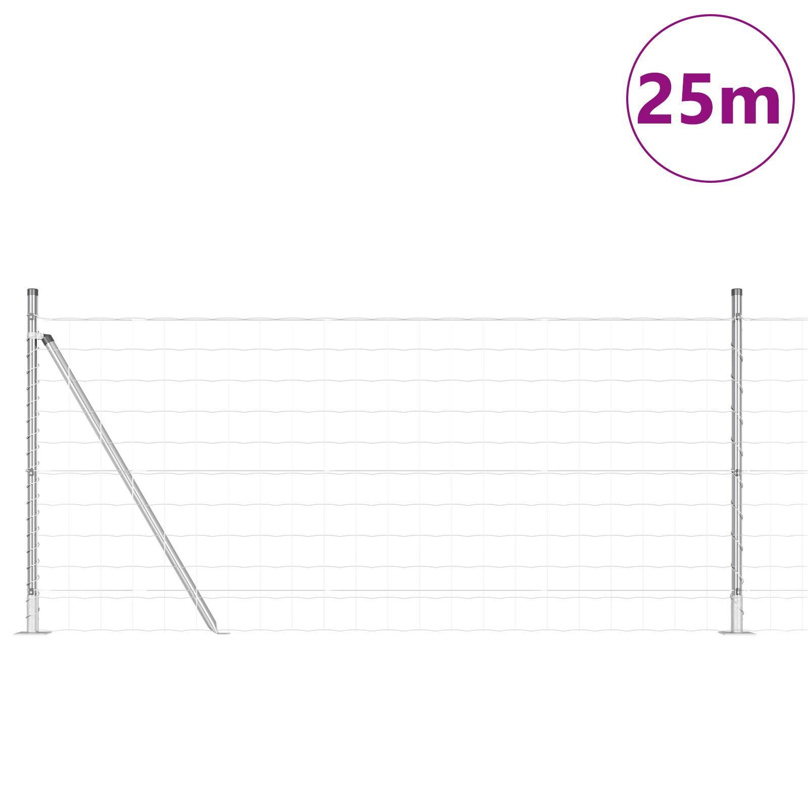 Gard Euro cu 13 stâlpi flanșați 1x25 m Oțel galvanizat GartenMobel Dekor