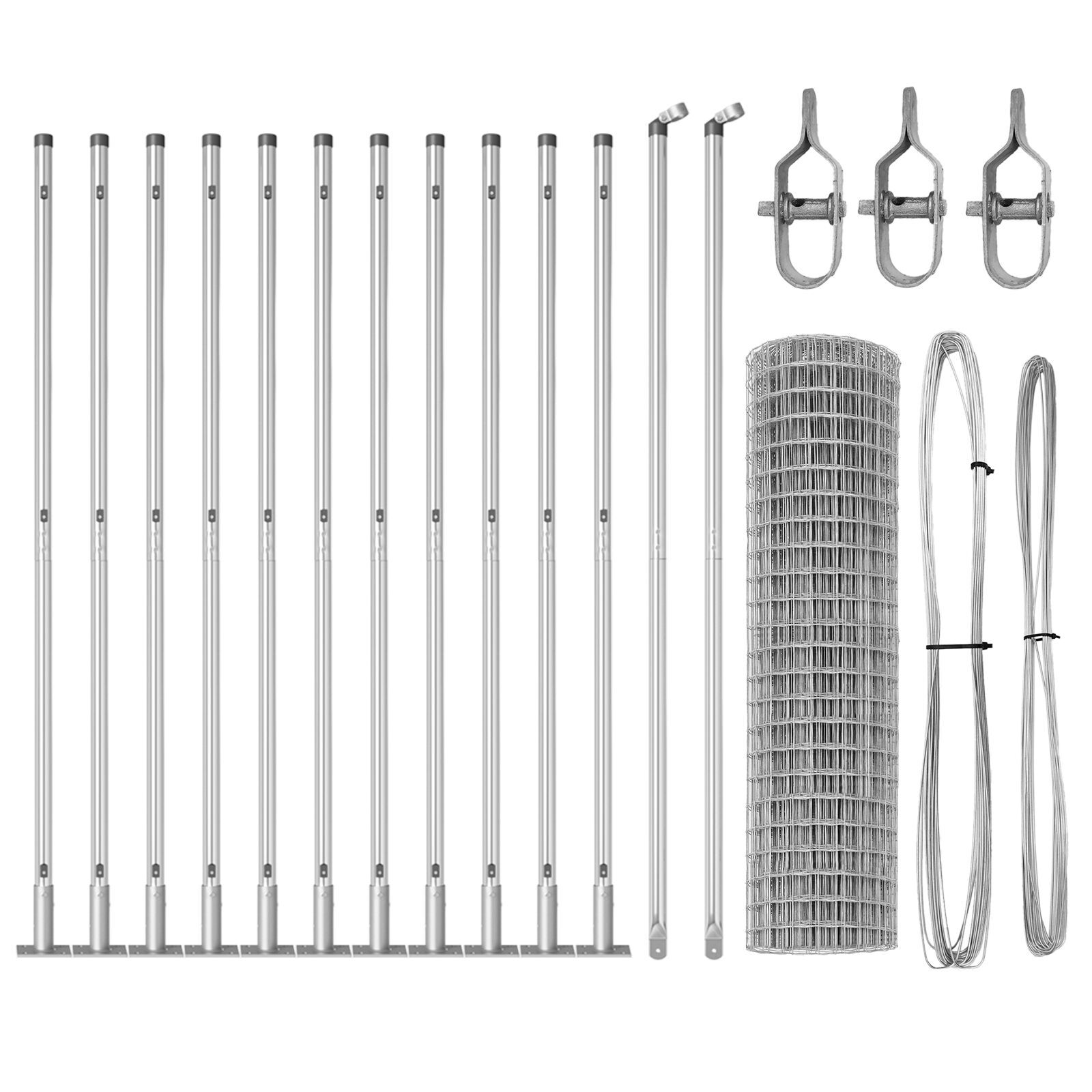 Gard Euro cu 13 stâlpi flanșați 1x25 m Oțel galvanizat GartenMobel Dekor