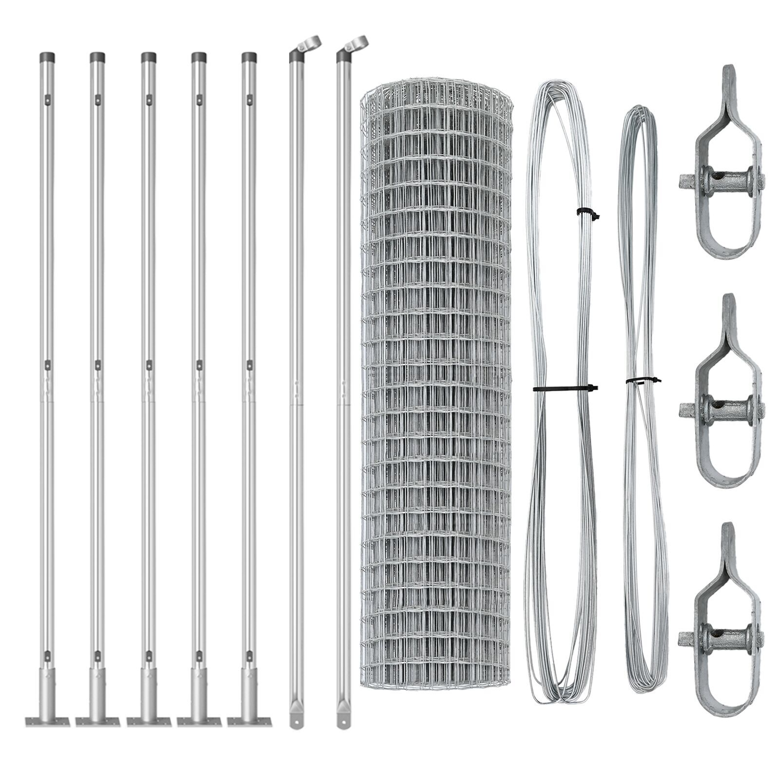 Gard Euro cu 7 posturi flansate 1x10 m Oțel galvanizat GartenMobel Dekor