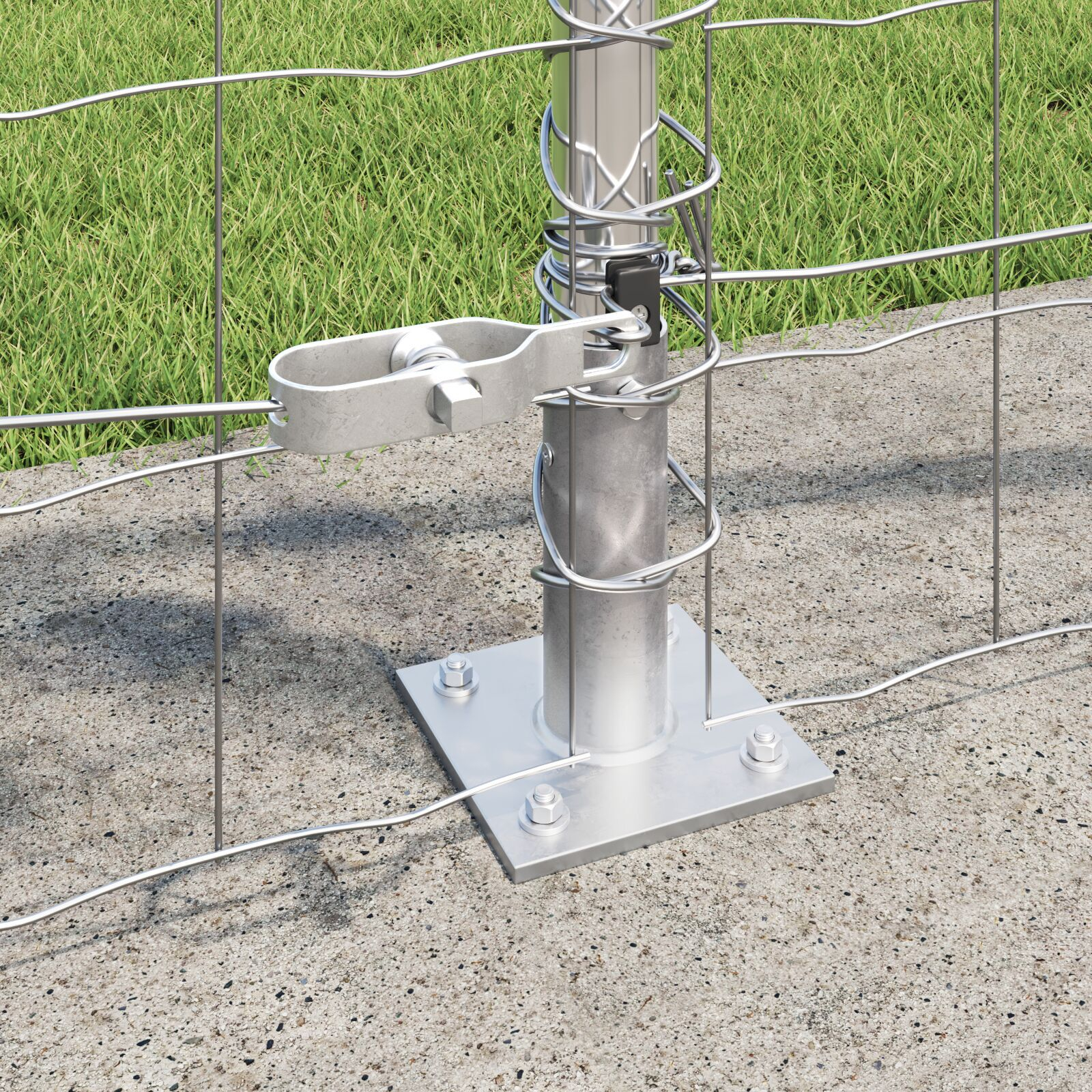 Gard Euro cu 7 posturi flansate 1x10 m Oțel galvanizat GartenMobel Dekor