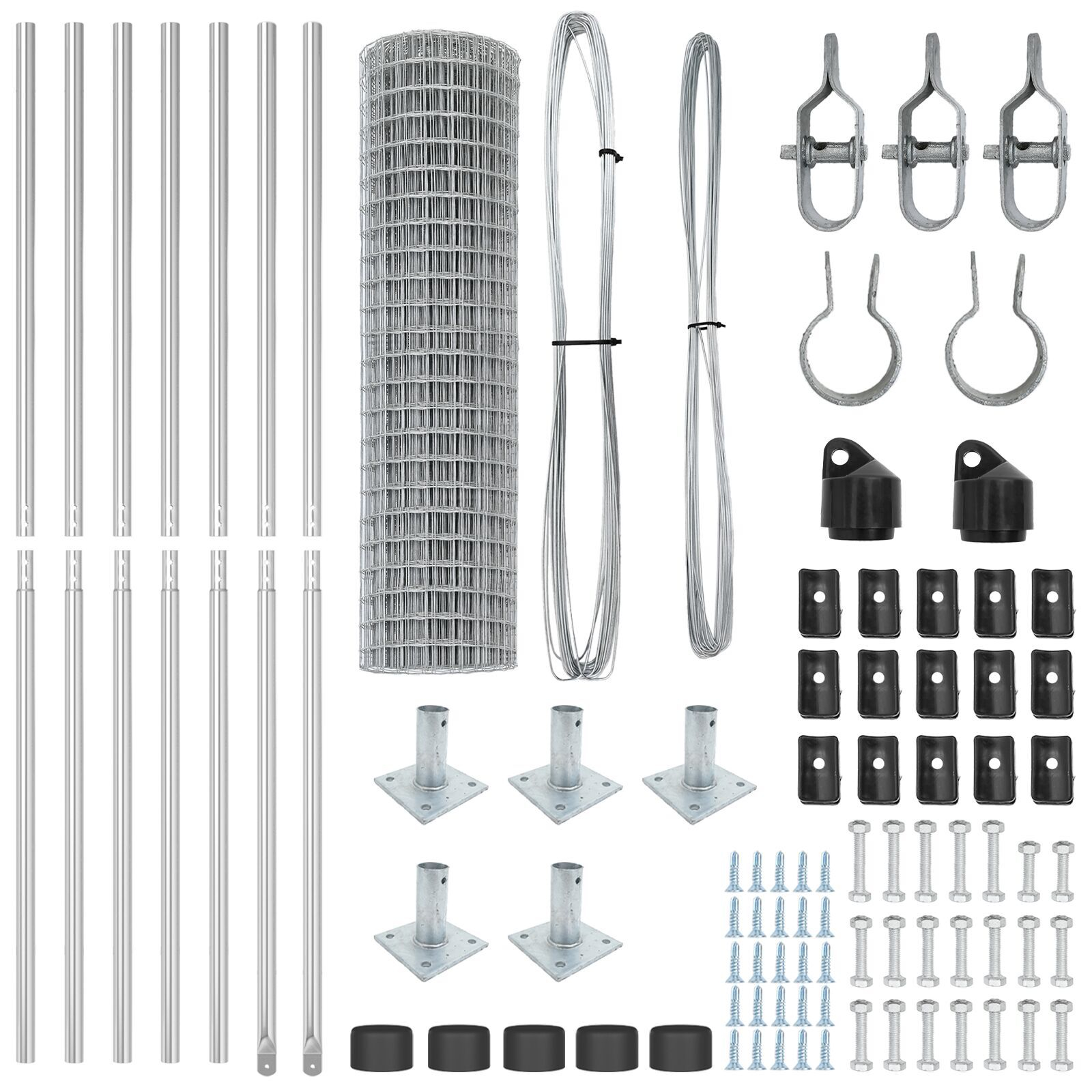 Gard Euro cu 7 posturi flansate 1x10 m Oțel galvanizat GartenMobel Dekor