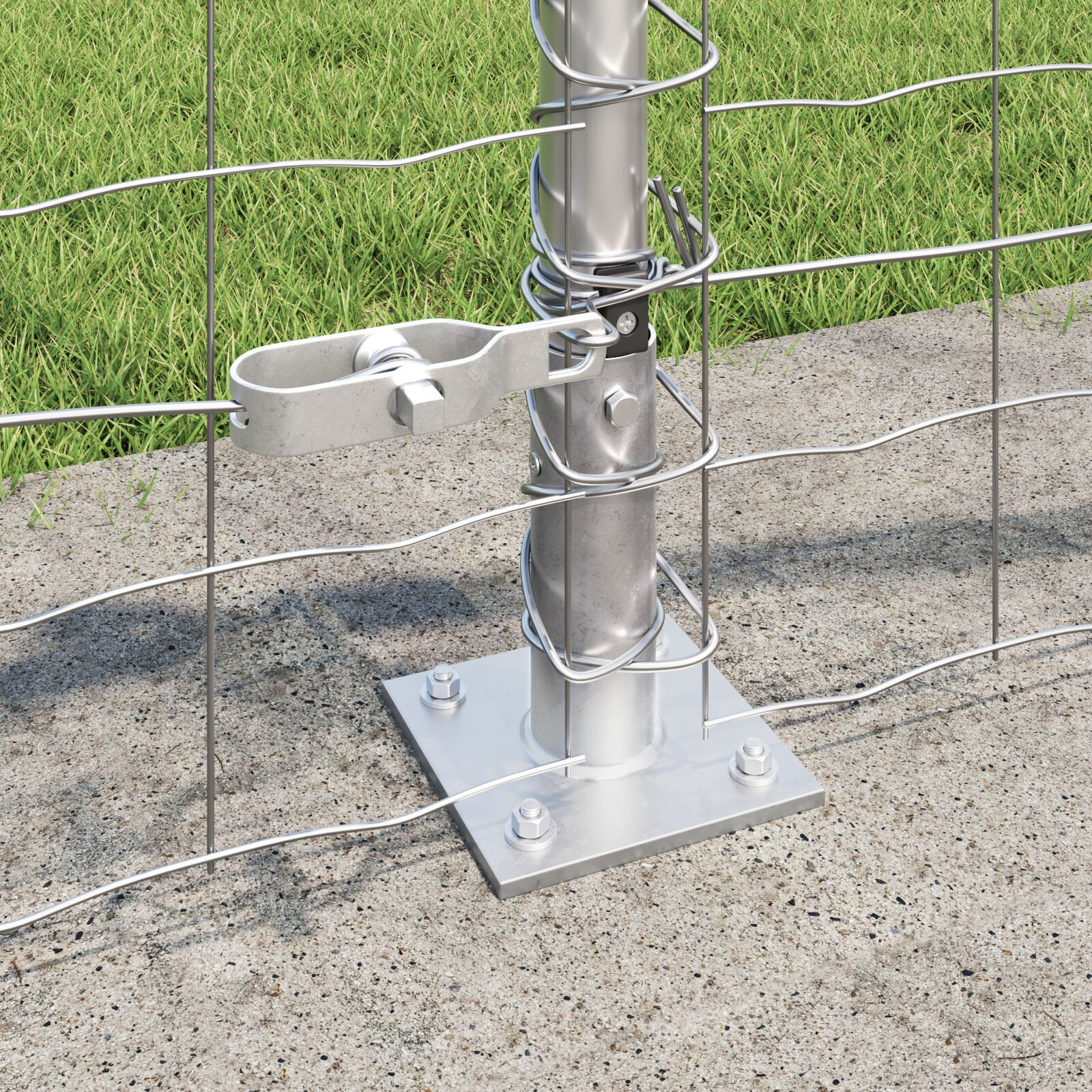 Gard Euro cu 7 stâlpi flansați 0.6x10 m Oțel galvanizat GartenMobel Dekor