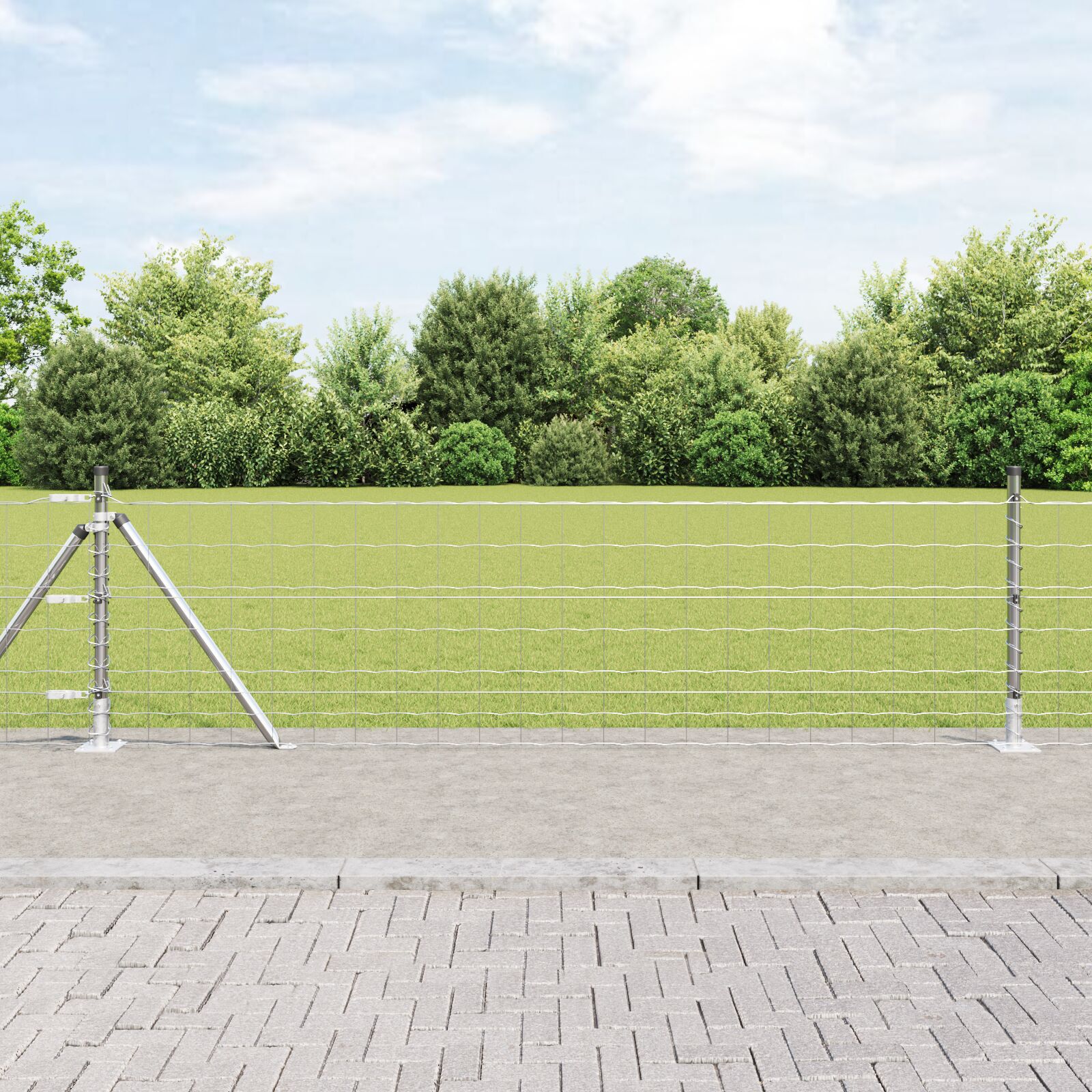 Gard Euro cu 7 stâlpi flansați 0.6x10 m Oțel galvanizat GartenMobel Dekor