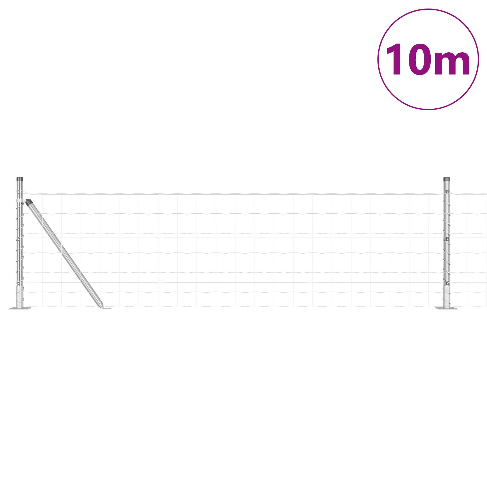 Gard Euro cu 7 stâlpi flansați 0.6x10 m Oțel galvanizat GartenMobel Dekor