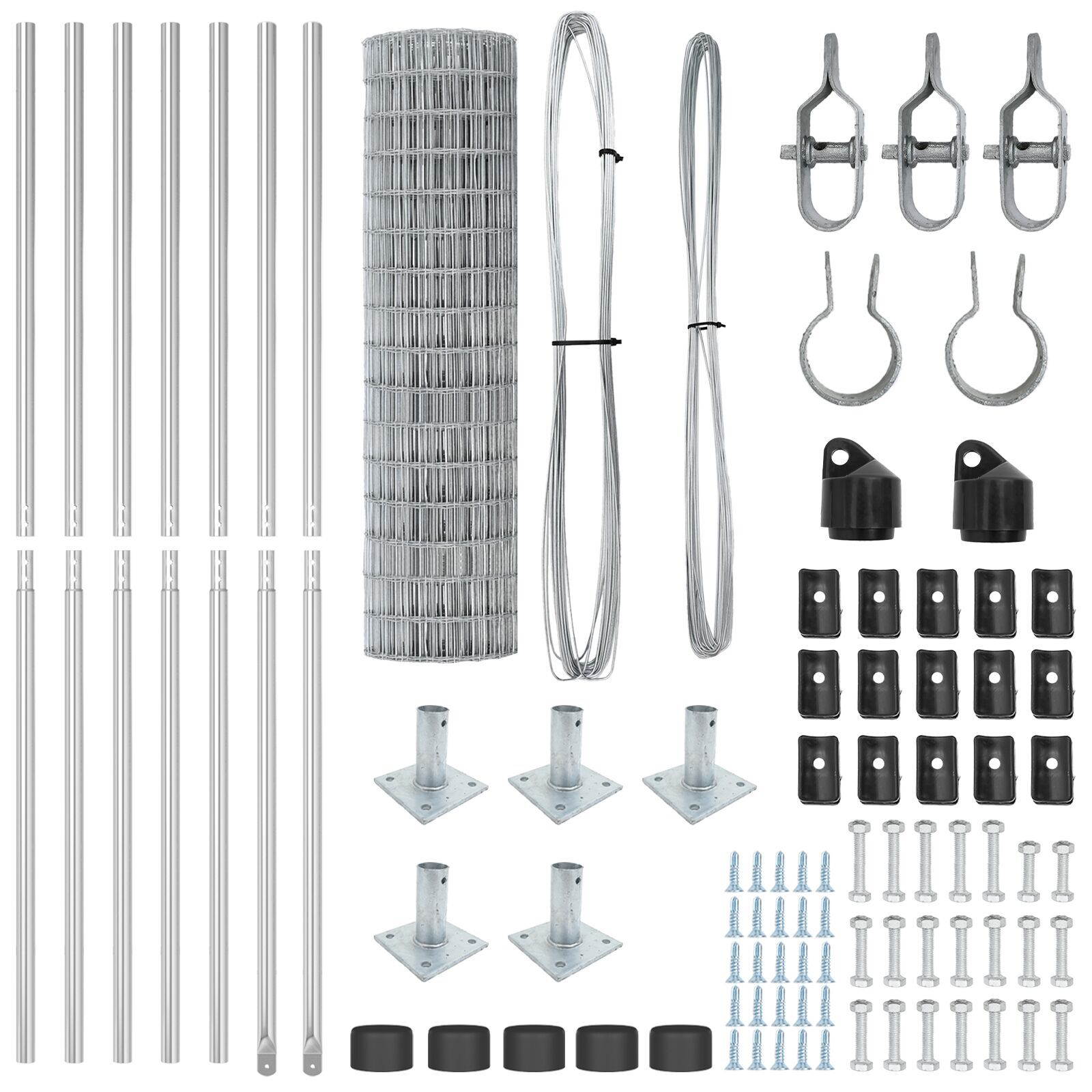 Gard Euro cu 7 stâlpi flansați 1x10 m Oțel galvanizat GartenMobel Dekor