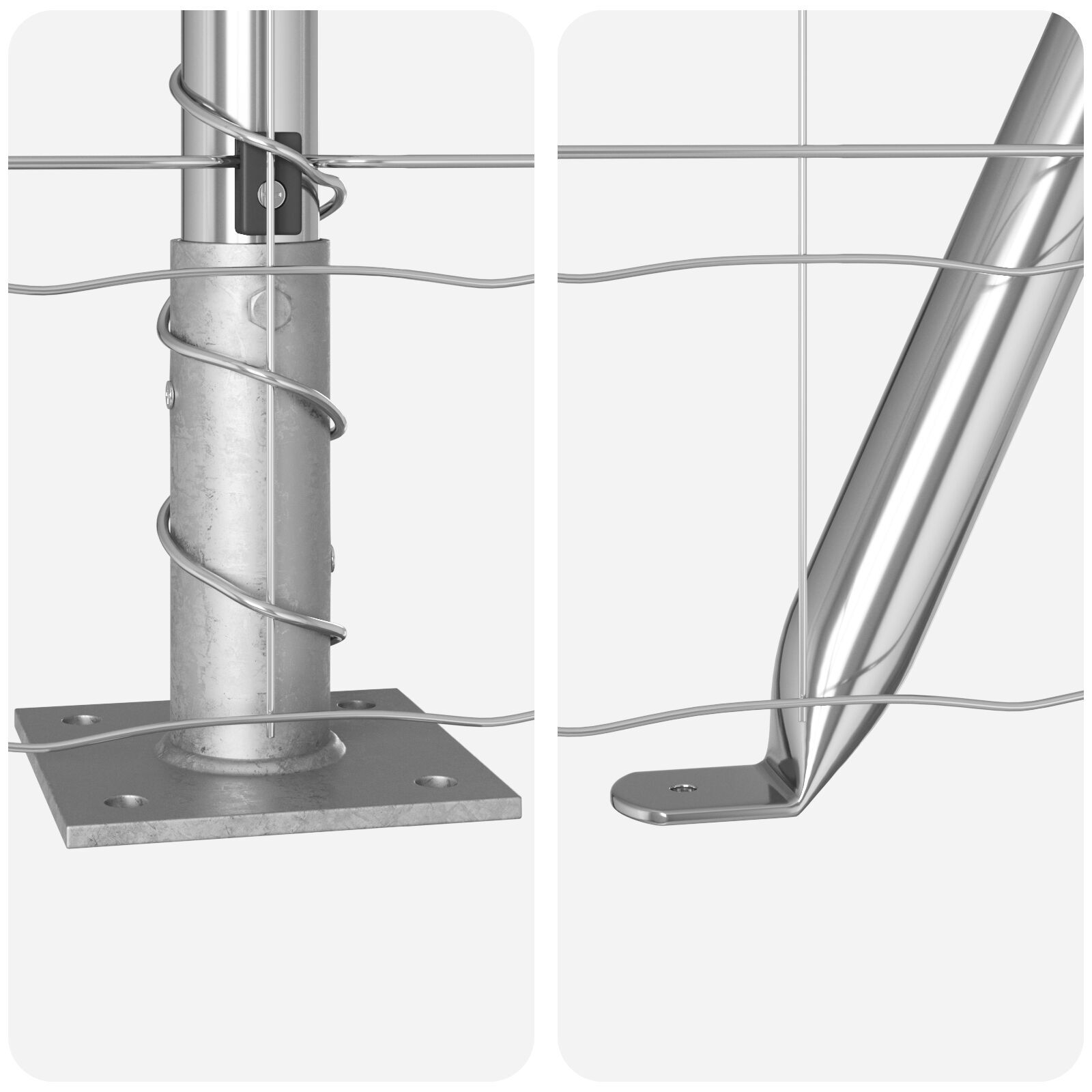Împrejmuirea Euro cu 7 stâlpi flanșați 1.4x10 m Oțel galvanizat GartenMobel Dekor