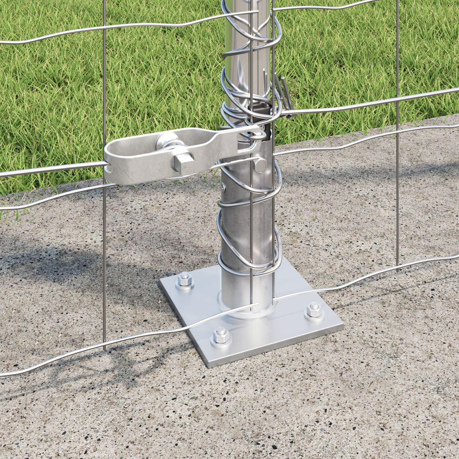 Împrejmuirea Euro de la cu 7 stâlpi flanșați 1.5x10 m Oțel galvanizat GartenMobel Dekor