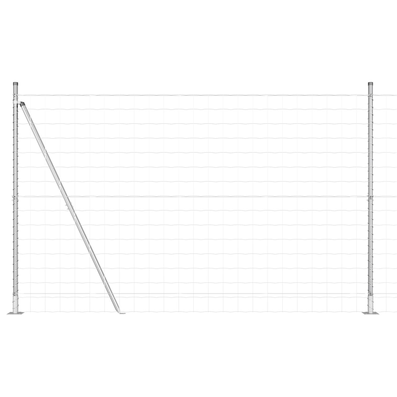 Împrejmuirea Euro de la cu 7 stâlpi flanșați 1.5x10 m Oțel galvanizat GartenMobel Dekor