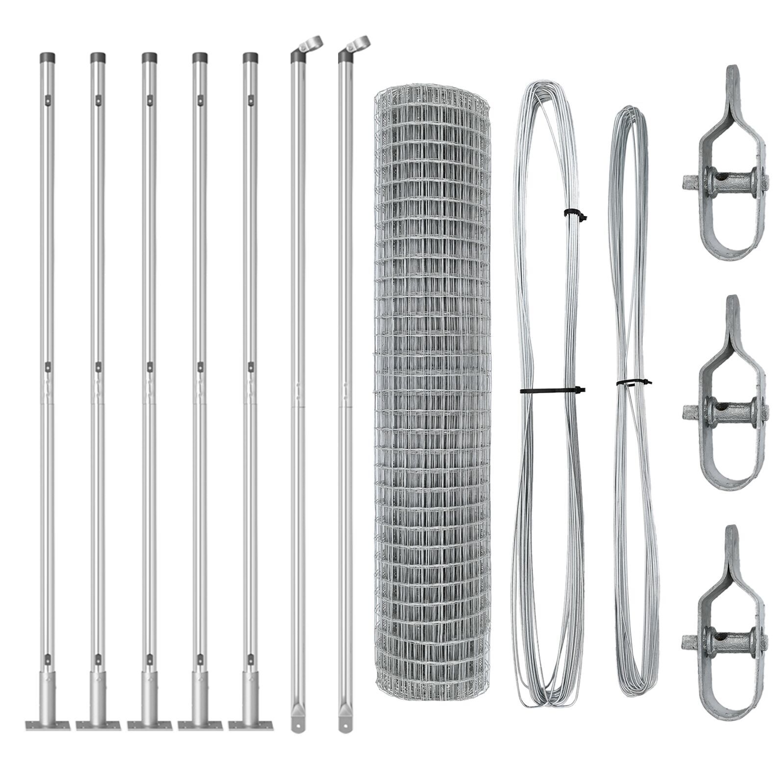 Împrejmuirea Euro de la cu 7 stâlpi flanșați 1.5x10 m Oțel galvanizat GartenMobel Dekor