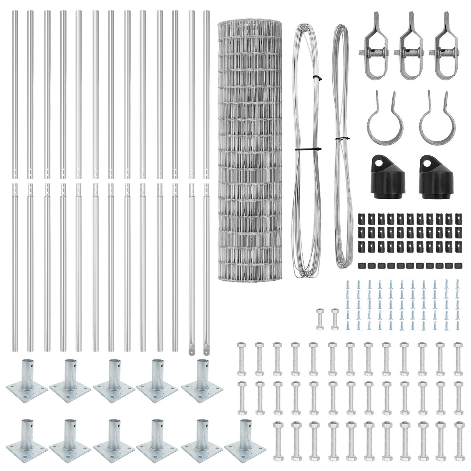 Îngrădire Euro cu 13 stâlpi flanșați 0.8x25 m Oțel galvanizat GartenMobel Dekor