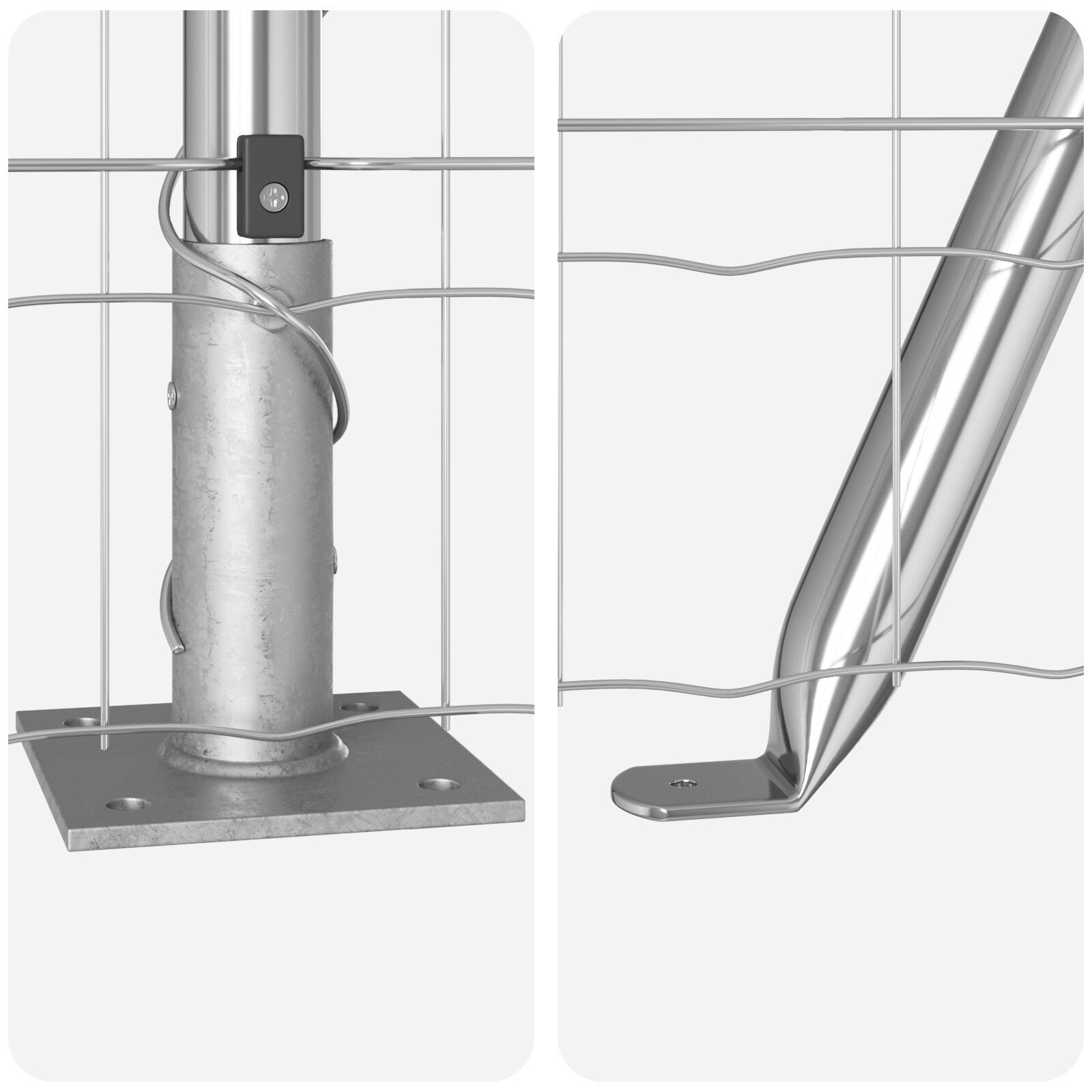 Îngrădire Euro cu 13 stâlpi flanșați 0.8x25 m Oțel galvanizat GartenMobel Dekor