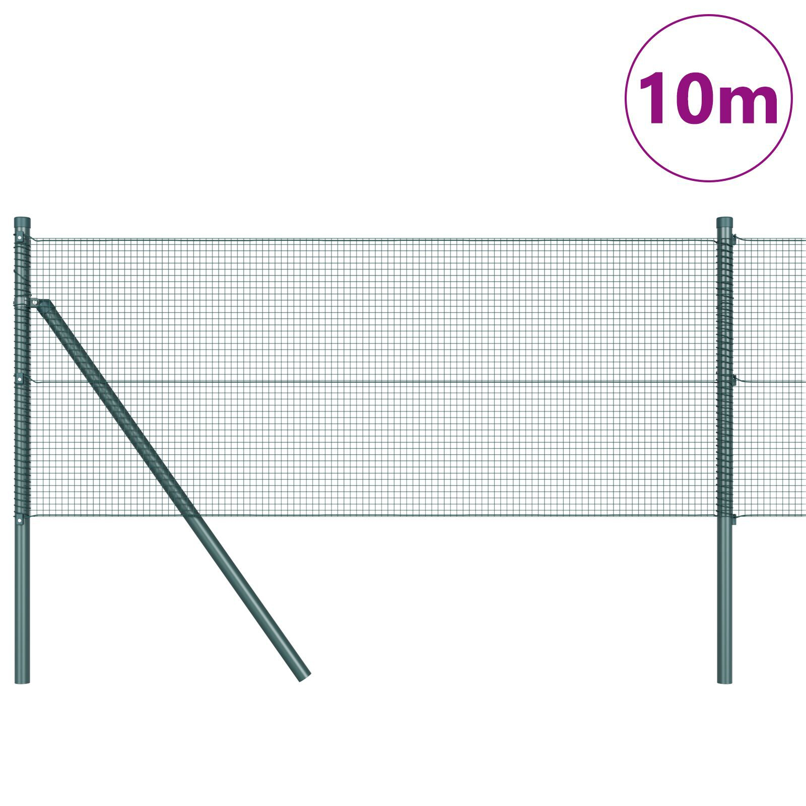 Gard Din Sârmă Sudată cu 7 Stâlpi Verde 0.6x10 m Oțel GartenMobel Dekor