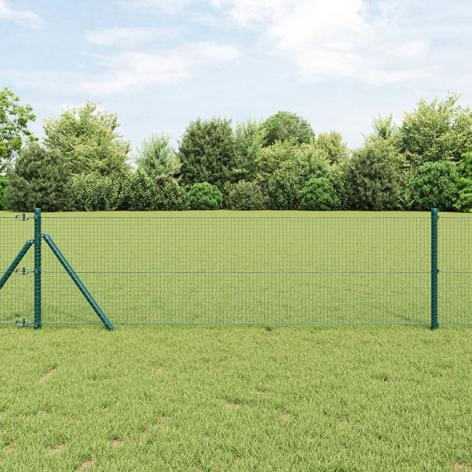 Gard din Fiare Sudate cu 7 Stâlpi Verde 0.6x10 m Oțel GartenMobel Dekor