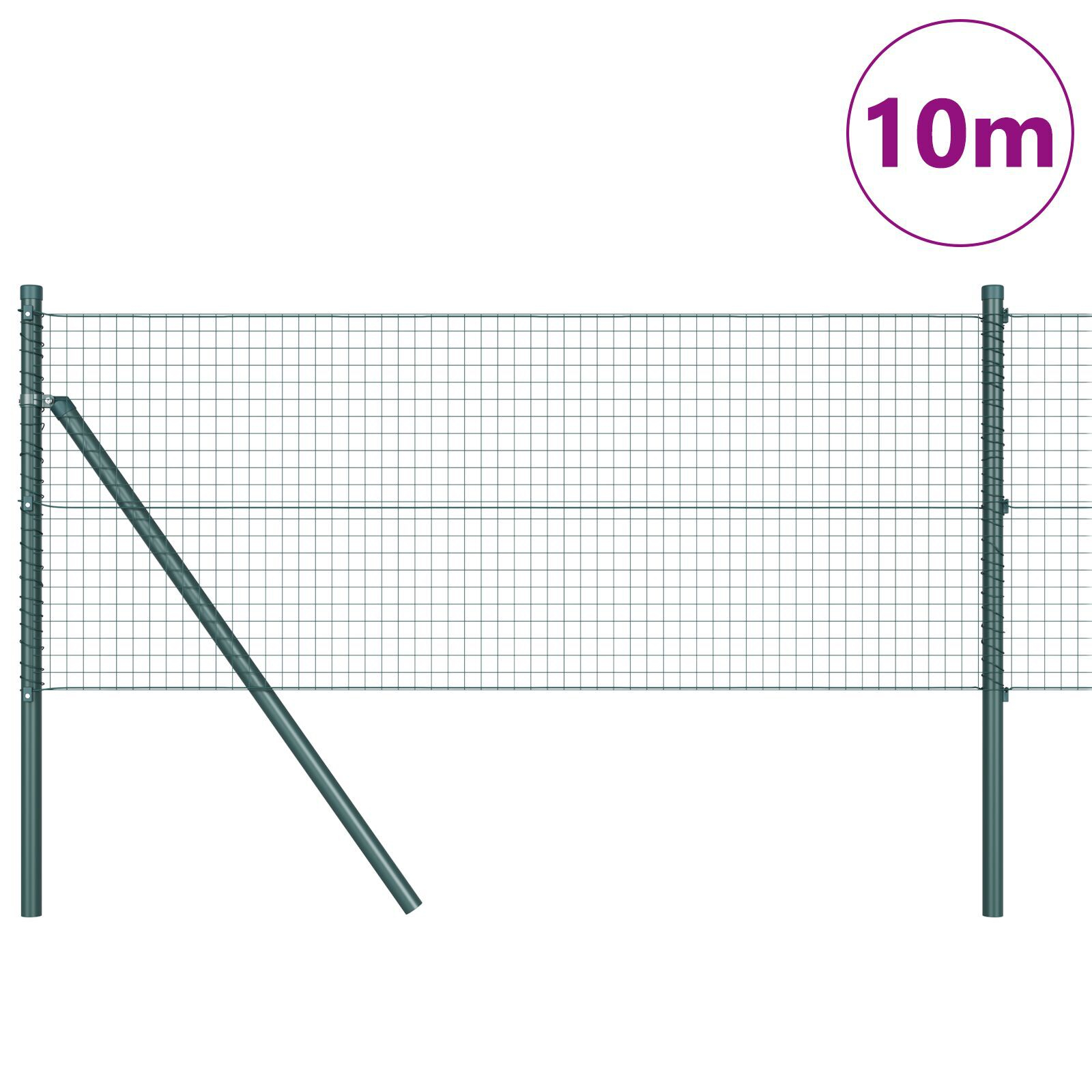 Gard din Sârmă Sudată cu 7 Stâlpi Verde 0.6x10 m Oțel GartenMobel Dekor