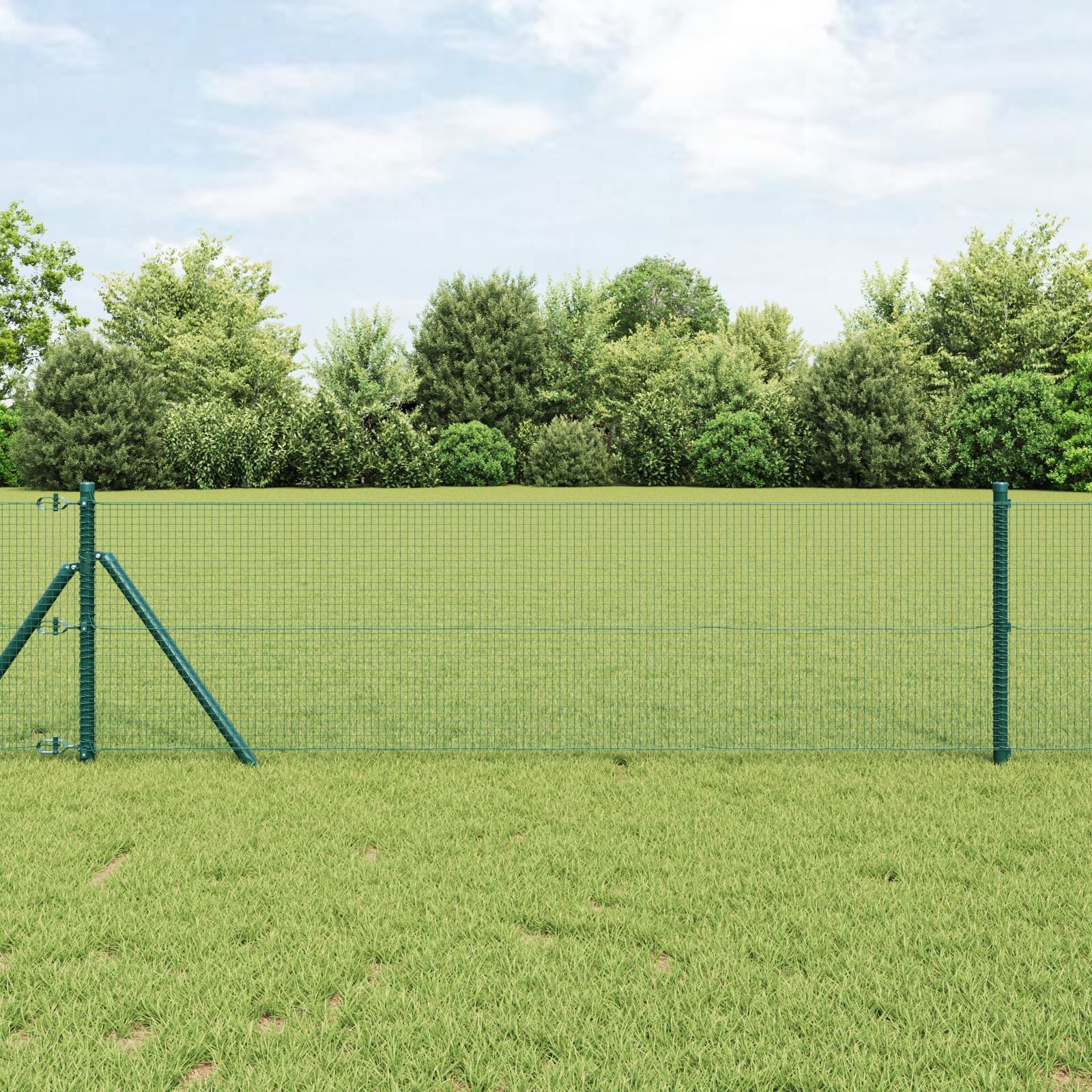 Gard metalic sudat cu 7 stâlpi Verde 0.4x10 m Oțel GartenMobel Dekor