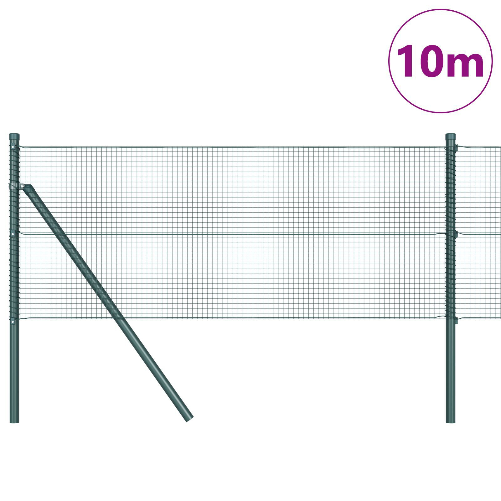 Gard metalic sudat cu 7 stâlpi Verde 0.4x10 m Oțel GartenMobel Dekor