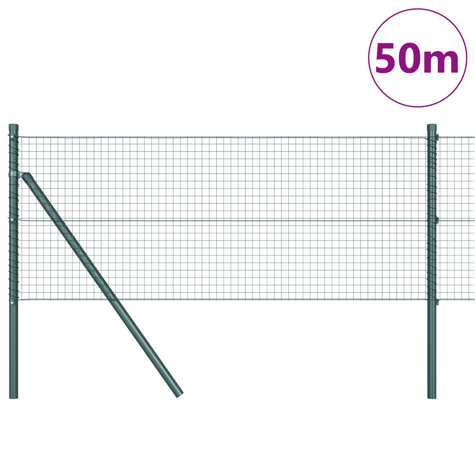 Gard Sudat cu 13 Stâlpi Verde 0.4x50 m Metalic GartenMobel Dekor