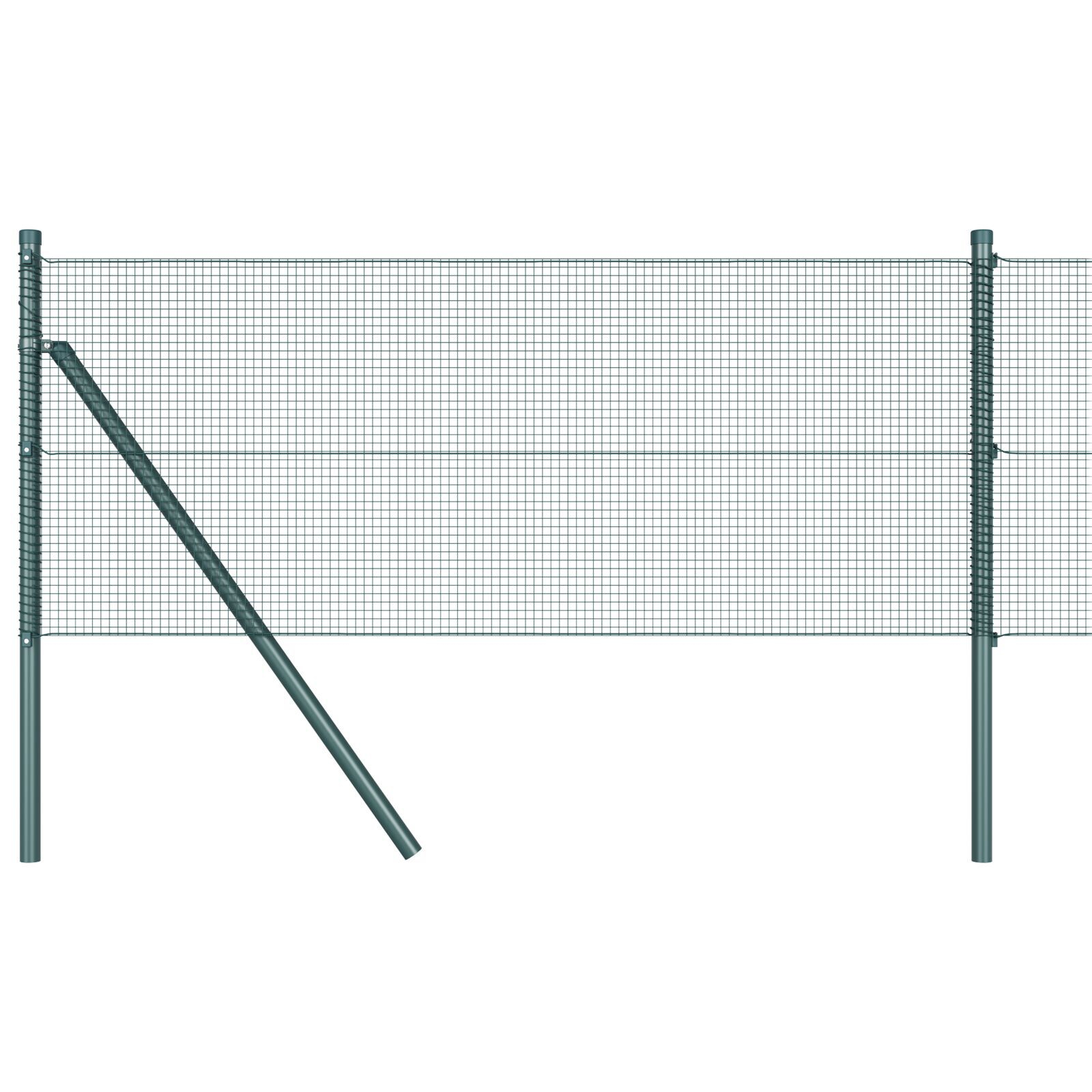 Gard de Fier Sudat cu 13 Stâlpi Verde 0.5x50 m Oțel GartenMobel Dekor