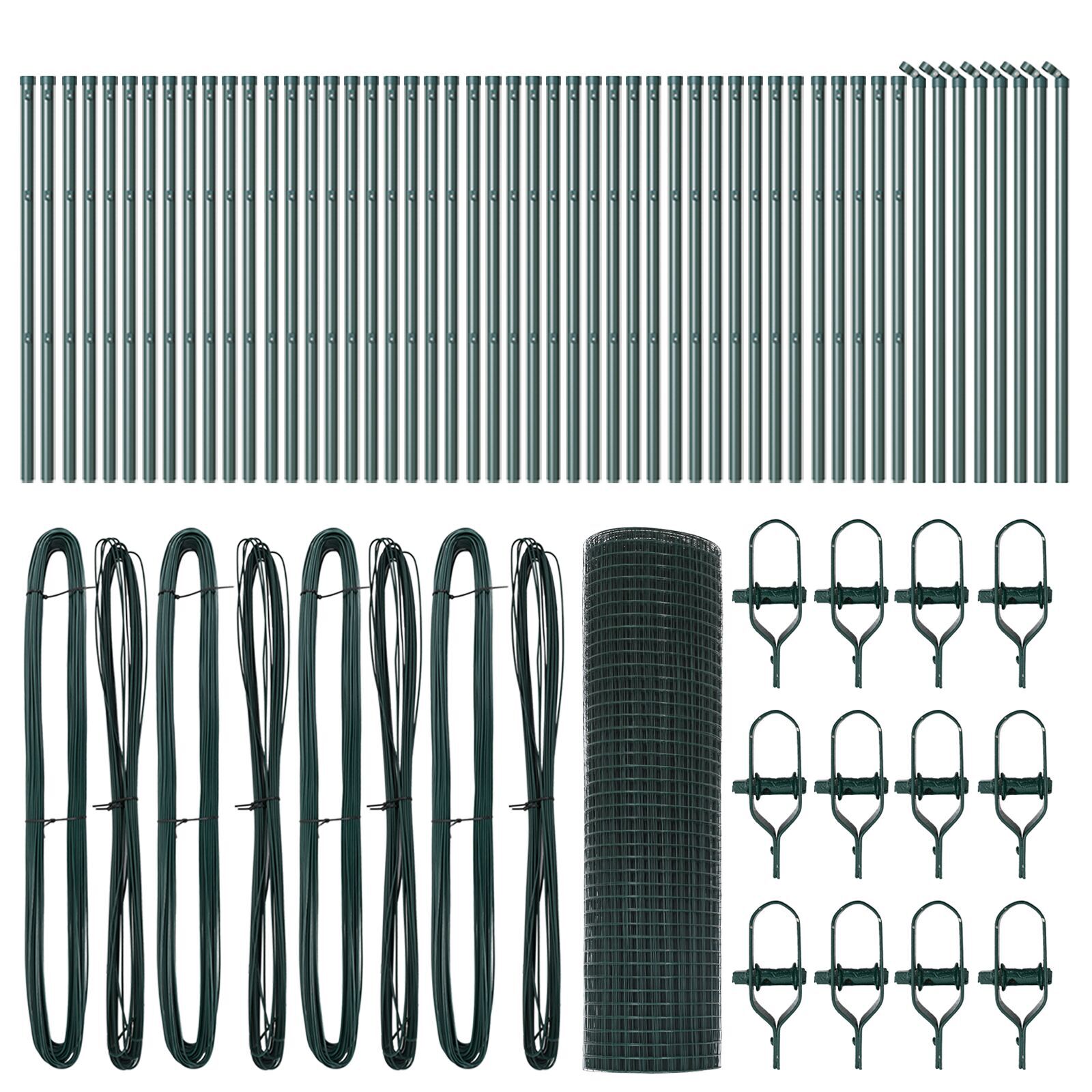 Gard din Plasă Sudată cu 13 Stâlpi Verde 0.4x100 m Oțel GartenMobel Dekor
