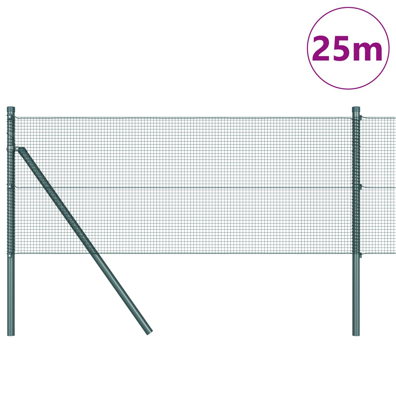 Gard din Plasă Sudată cu 13 Stâlpi Verde 0.4x25 m Oțel GartenMobel Dekor