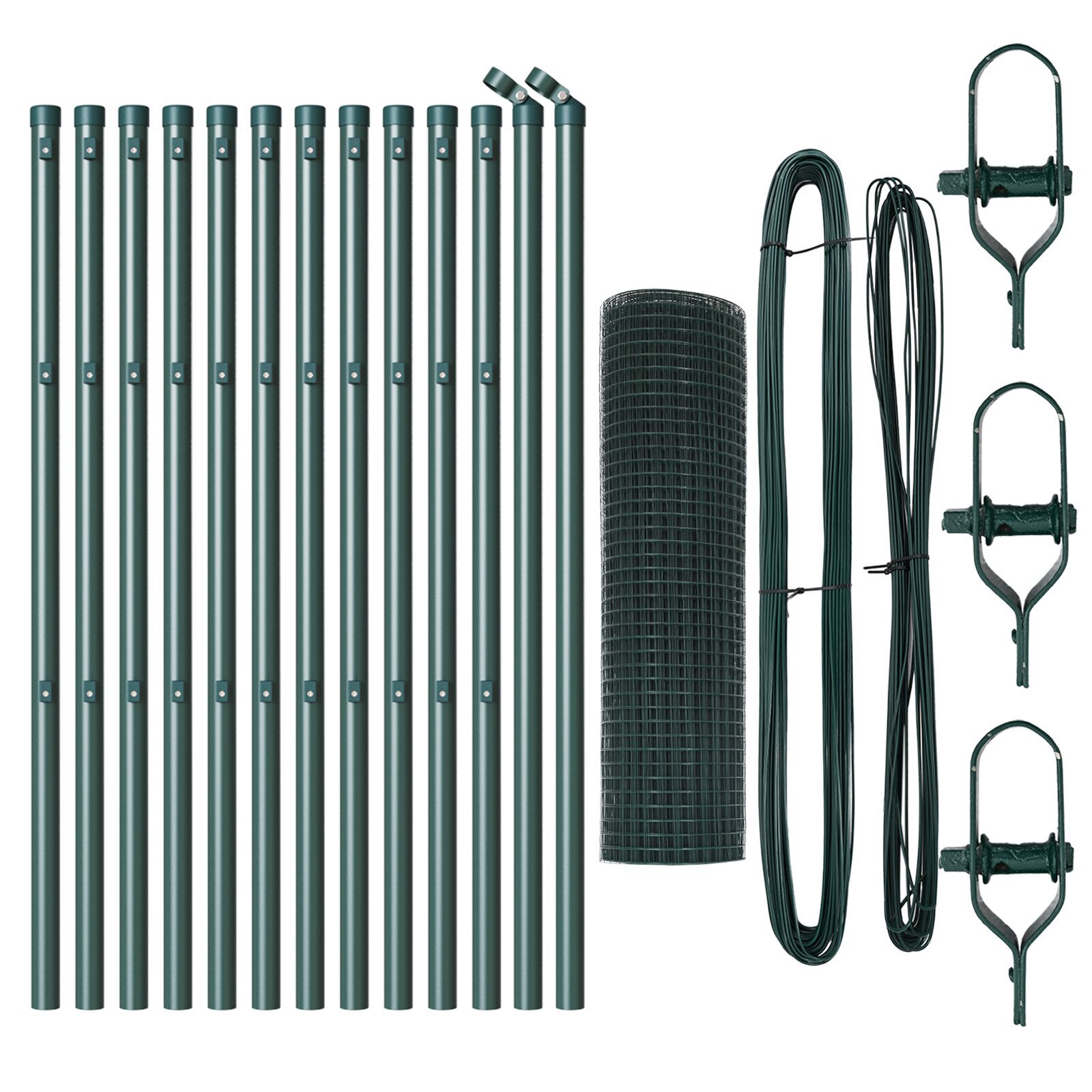 Gard din Plasă Sudată cu 13 Stâlpi Verde 0.4x25 m Oțel GartenMobel Dekor