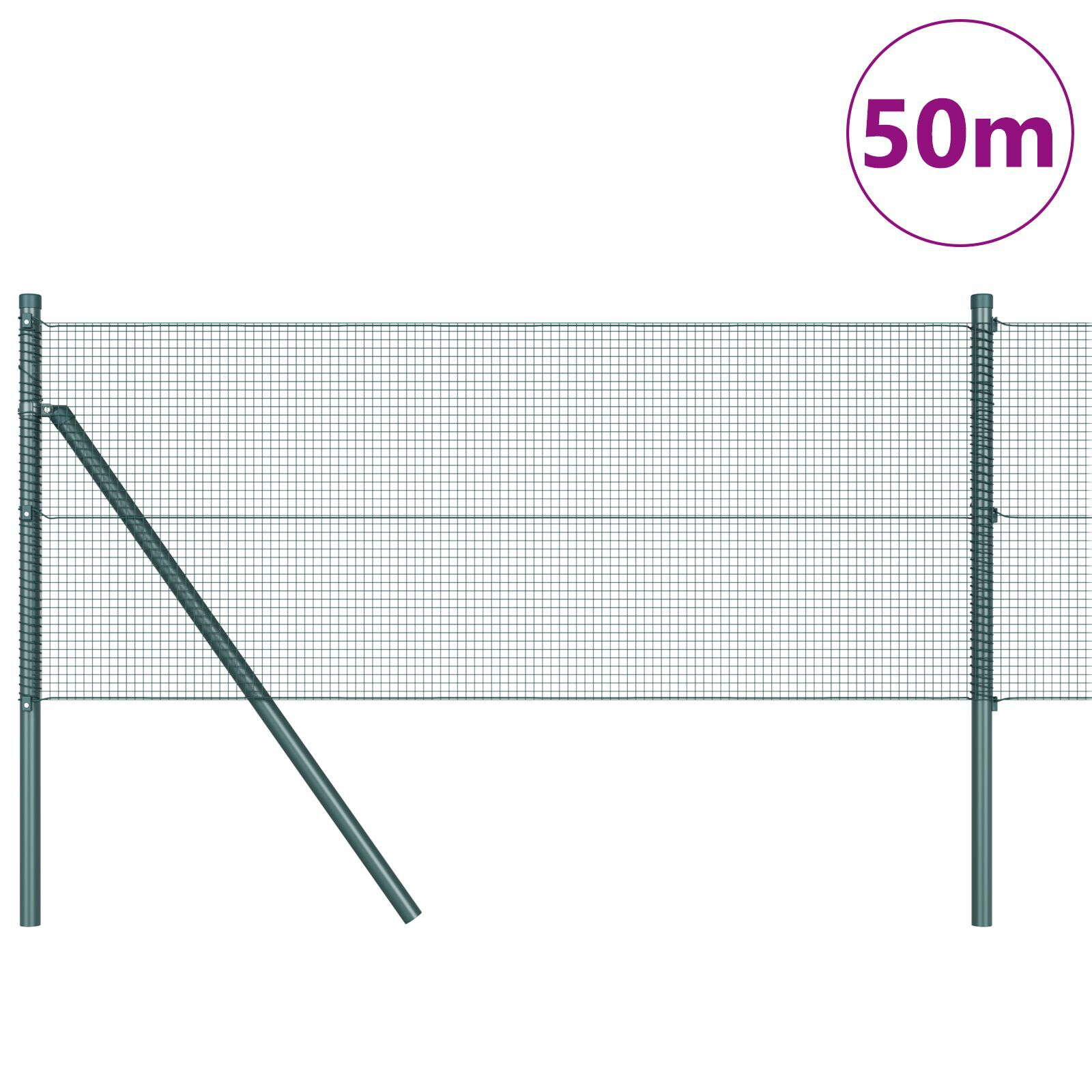 Gard din Sârmă Sudată cu 13 Stâlpi Verde 0.8x50 m Oțel GartenMobel Dekor