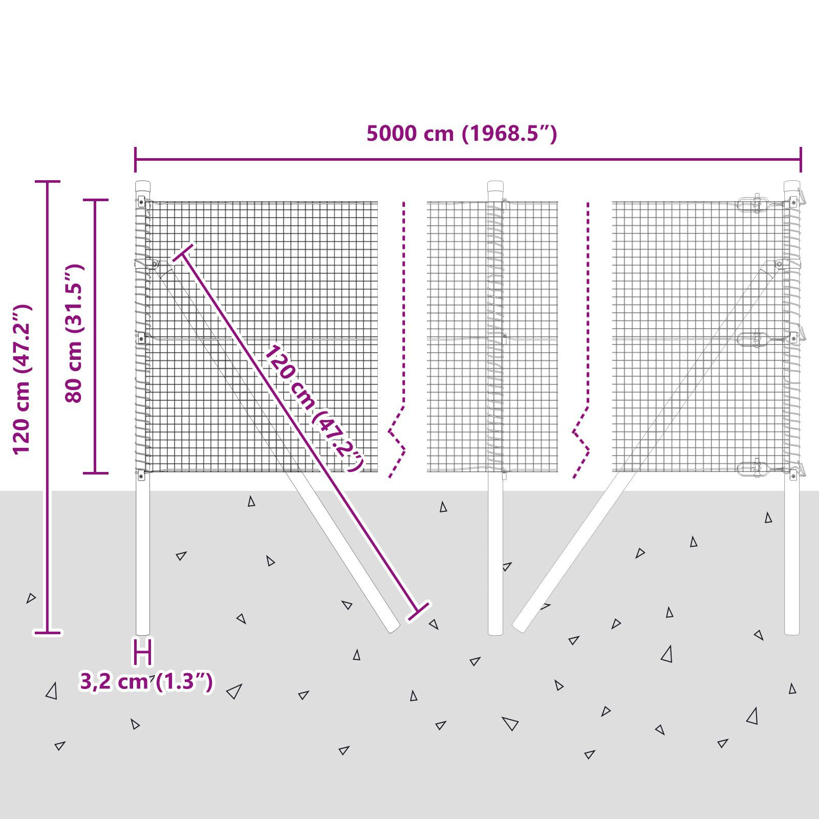 Gard din Sârmă Sudată cu 13 Stâlpi Verde 0.8x50 m Oțel GartenMobel Dekor