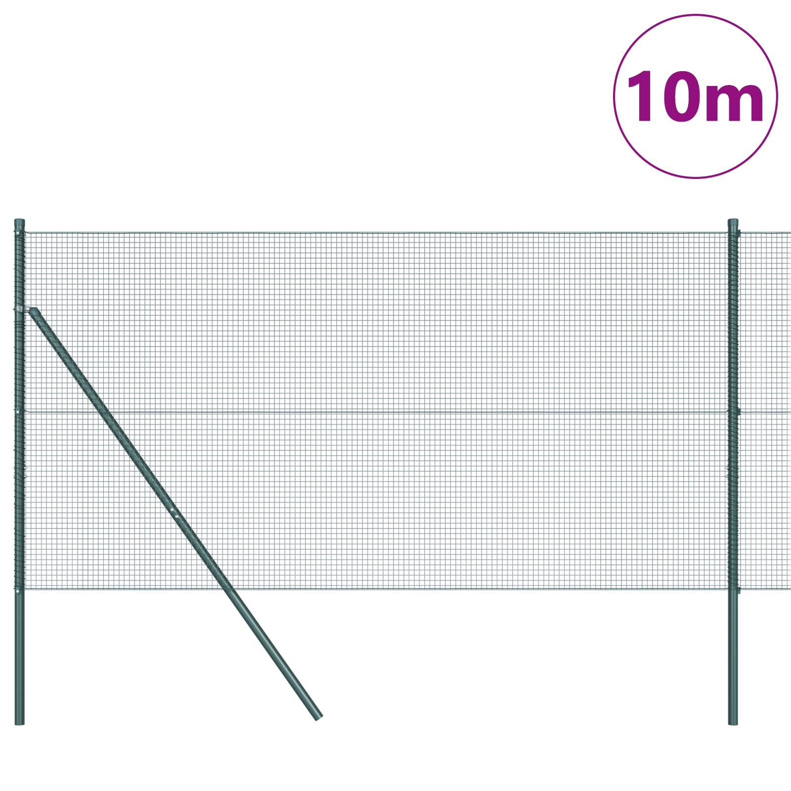 Gard din Sârmă Sudată cu 7 Stâlpi Verde 1,4x10 m Oțel GartenMobel Dekor