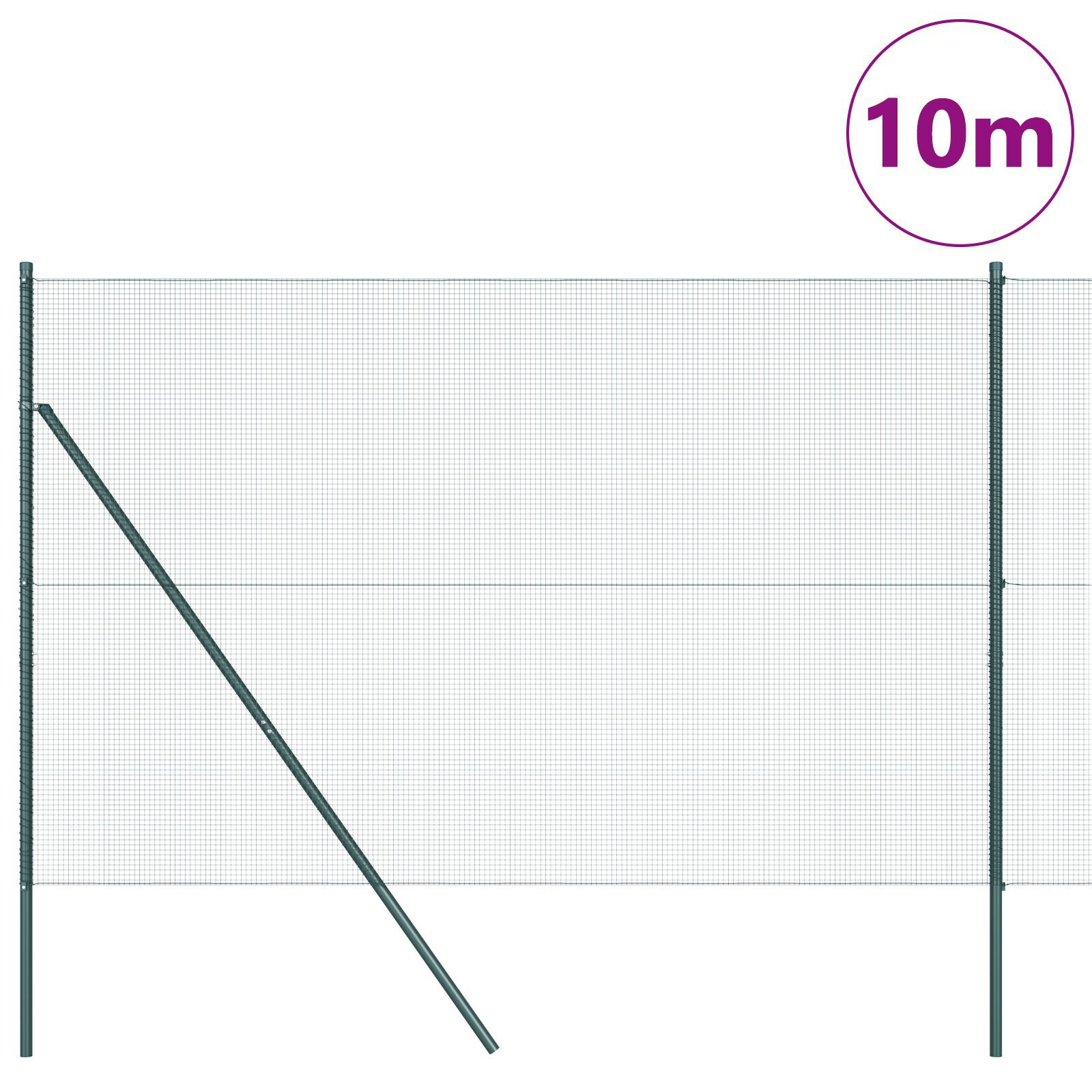 Gard din Sârmă Sudată cu 7 Stâlpi Verde 1.6x10 m Oțel GartenMobel Dekor