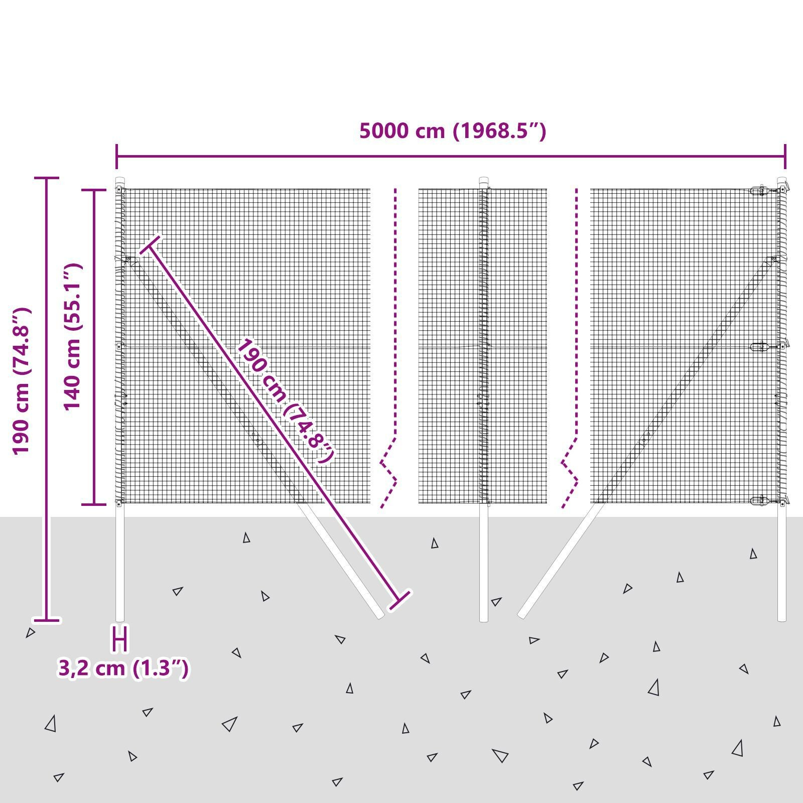 Gard din plasă sudată cu 13 stâlpi Verde 1.4x50 m Oțel GartenMobel Dekor