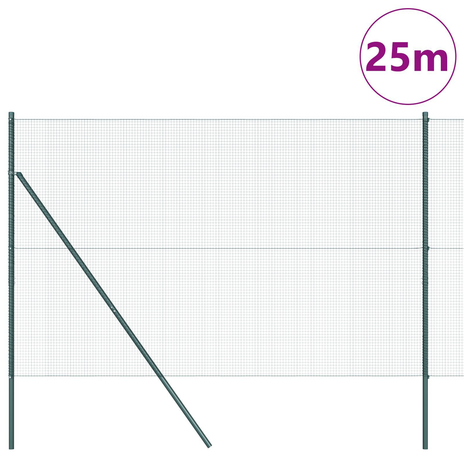 Gard din plasă sudată cu 13 stâlpi Verde 1.6x25 m Oțel GartenMobel Dekor