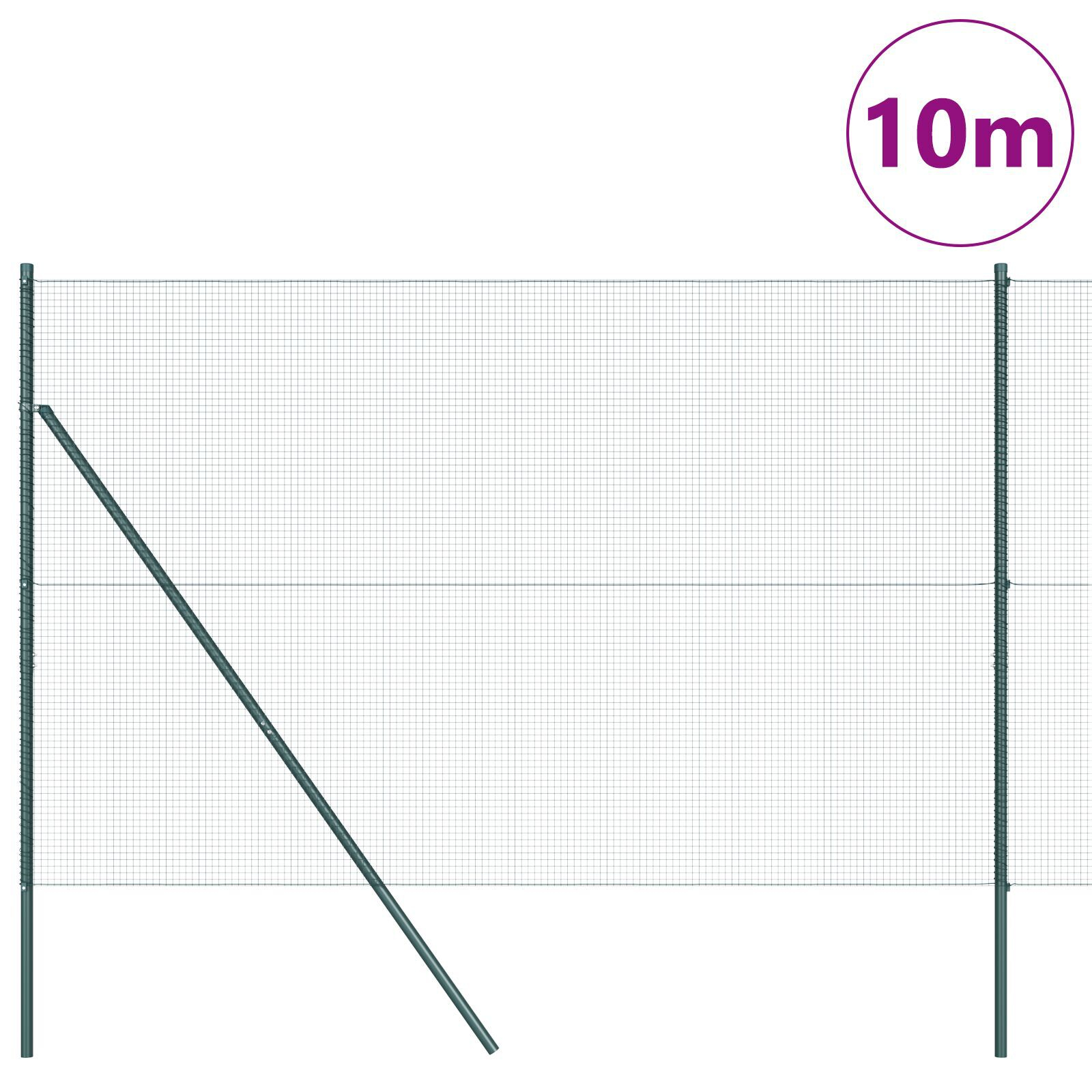 Gard din sârmă sudată cu 7 stâlpi Verde 1.6x10 m Oțel GartenMobel Dekor