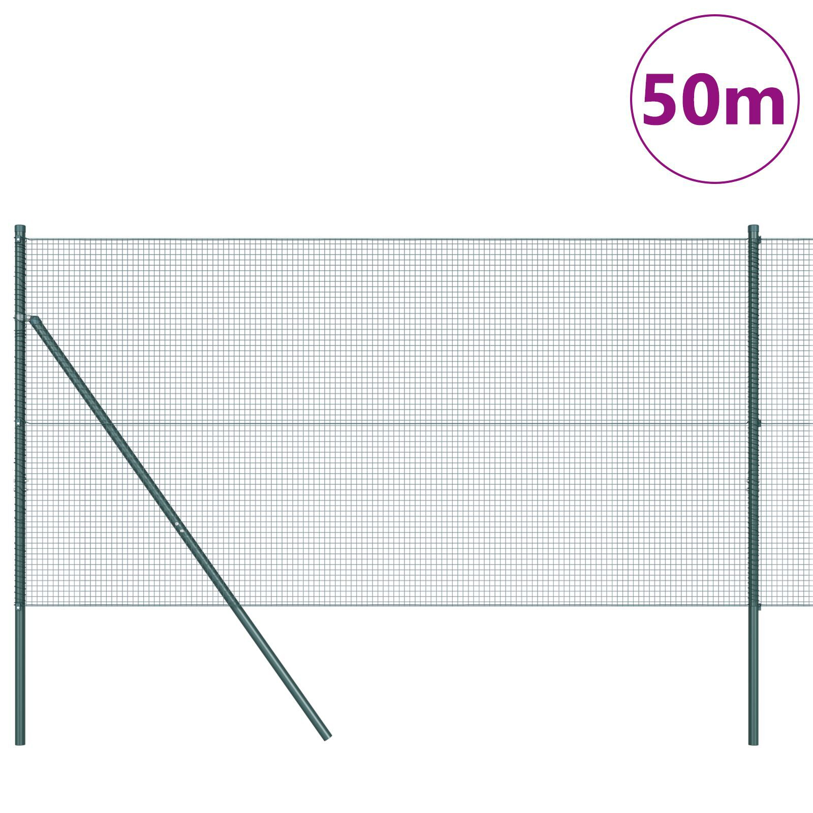 Gard metalic sudat cu 13 stâlpi Verde 1x50 m Oțel GartenMobel Dekor