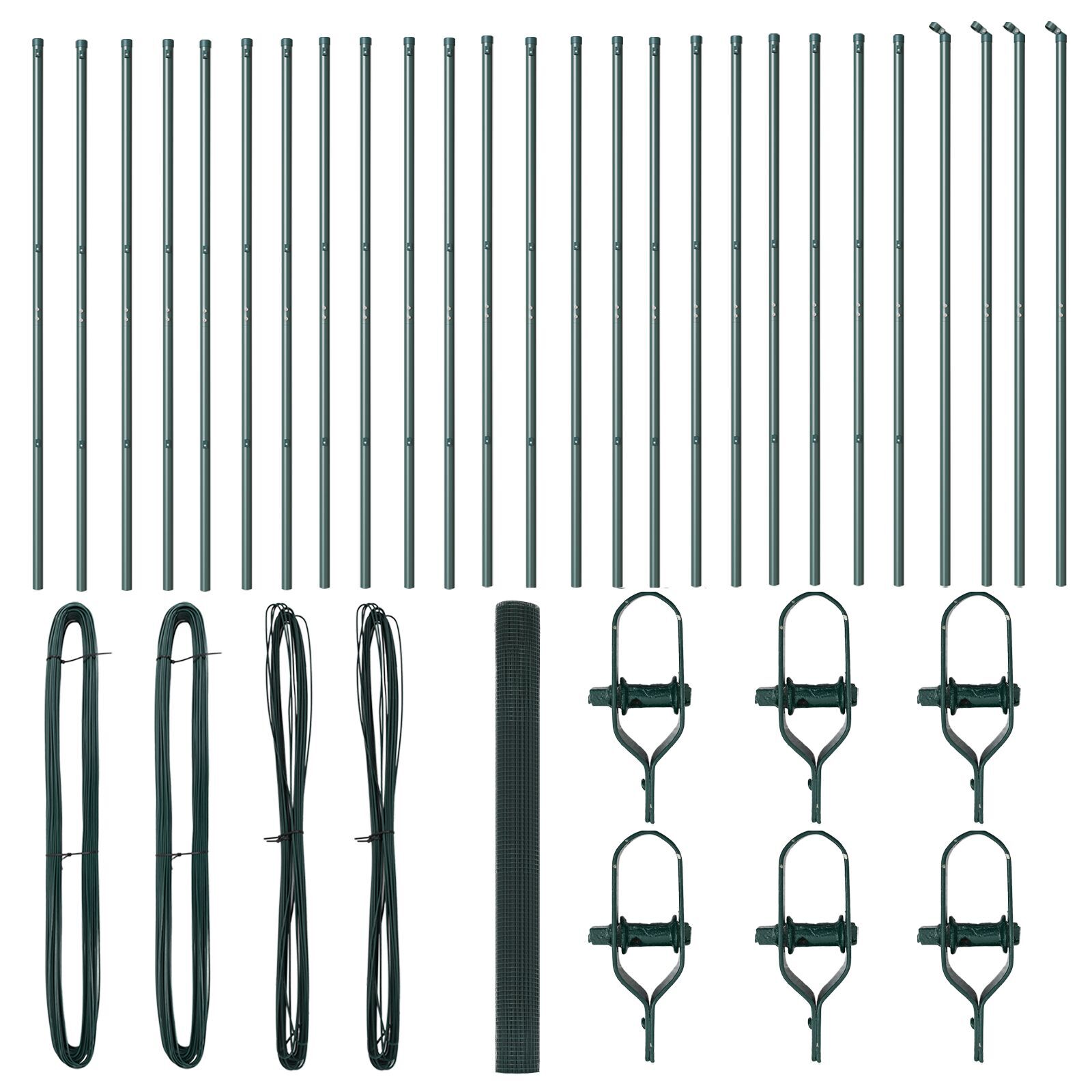 Împrejmuire cu Sârmă Sudată cu 13 Stâlpi Verde 1.5x50 m Oțel GartenMobel Dekor