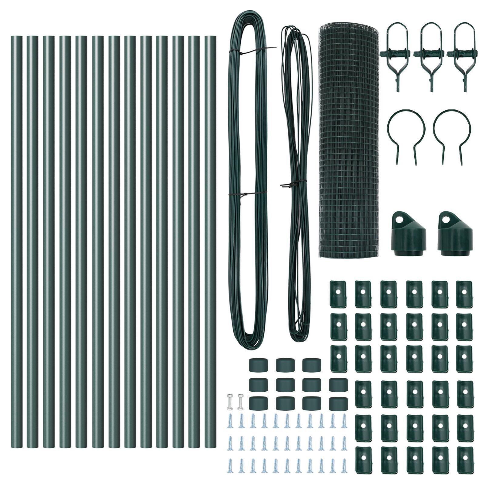 Împrejmuire din Sârmă Sudată cu 13 Stâlpi Verde 0.6x25 m Oțel GartenMobel Dekor