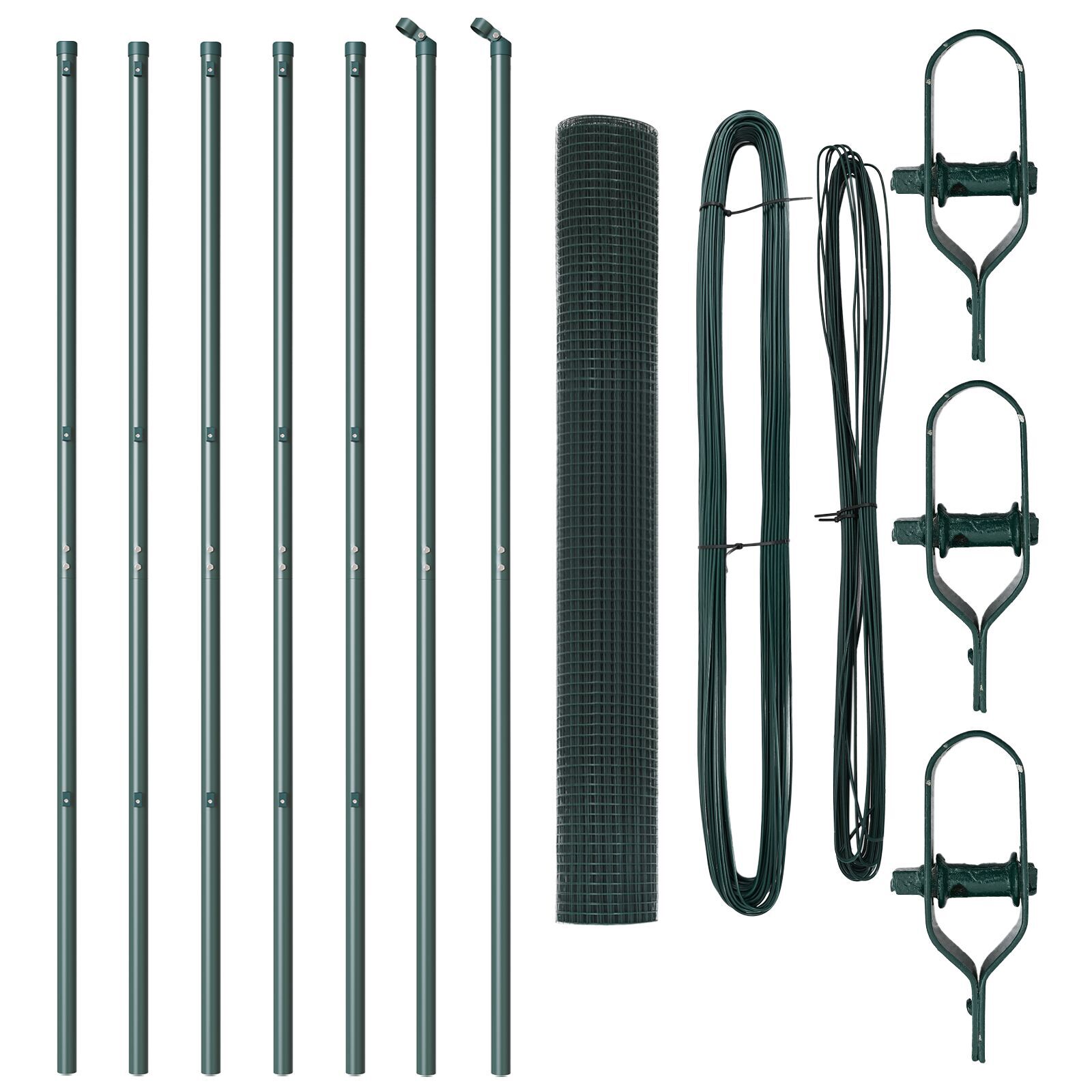 Împrejmuire din sârmă sudată cu 7 stâlpi verde 1.2x10 m oțel GartenMobel Dekor