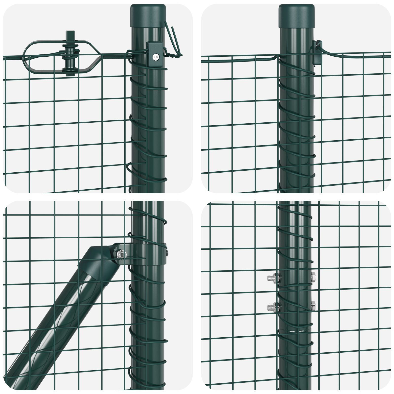 Set de posturi de împrejmuire Set de 2 Verde Oțel, PVC 10 x 1 m GartenMobel Dekor