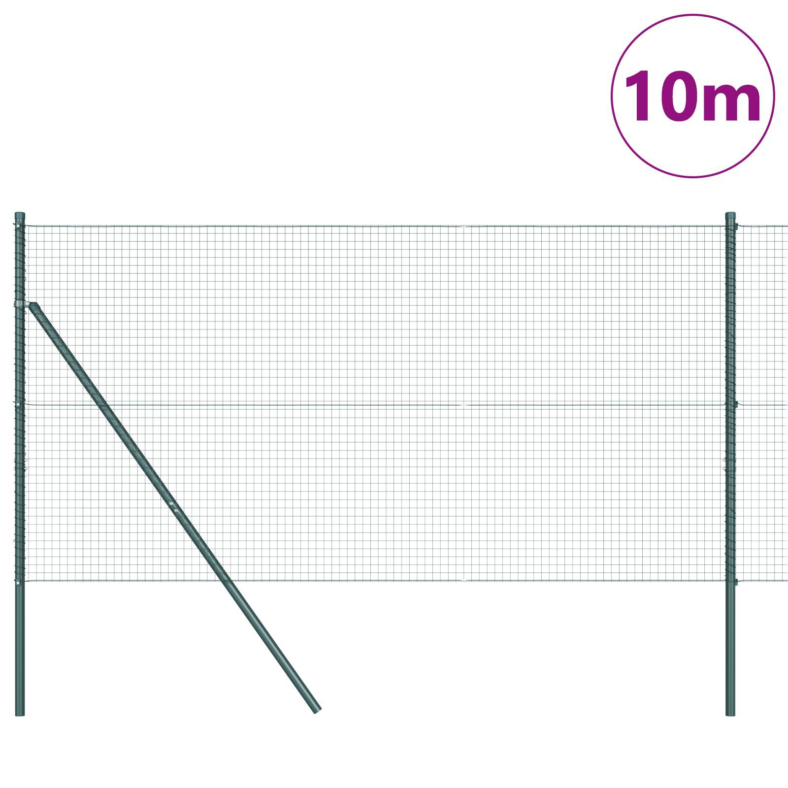 Set de stâlpi pentru gard Set de 2 Verde Plasă metalică 10 x 1 m GartenMobel Dekor