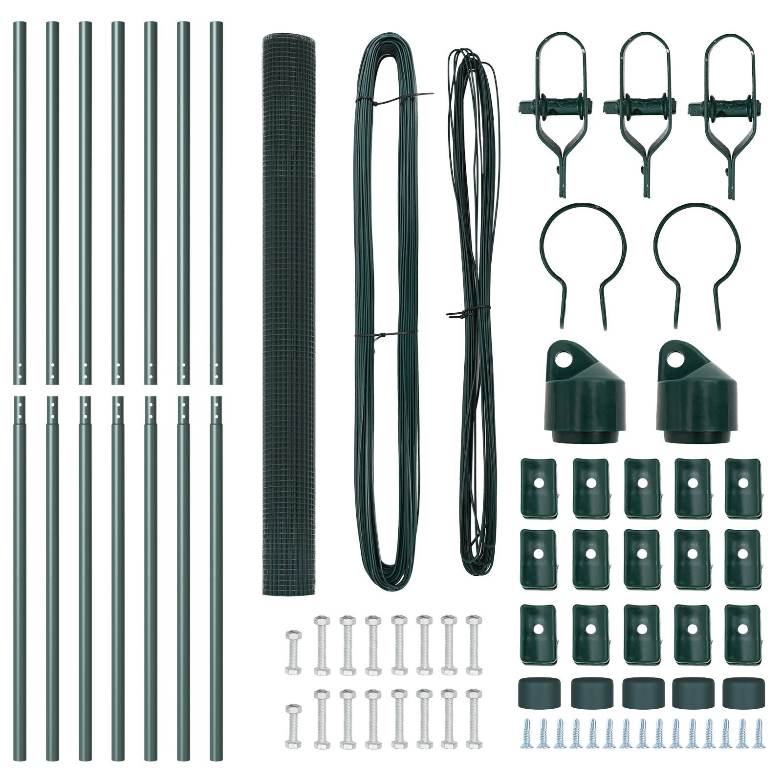 ViațaXL Împrejmuire cu Fibră Sudată cu 7 Stâlpi Verzi 1.6x10 m Oțel GartenMobel Dekor