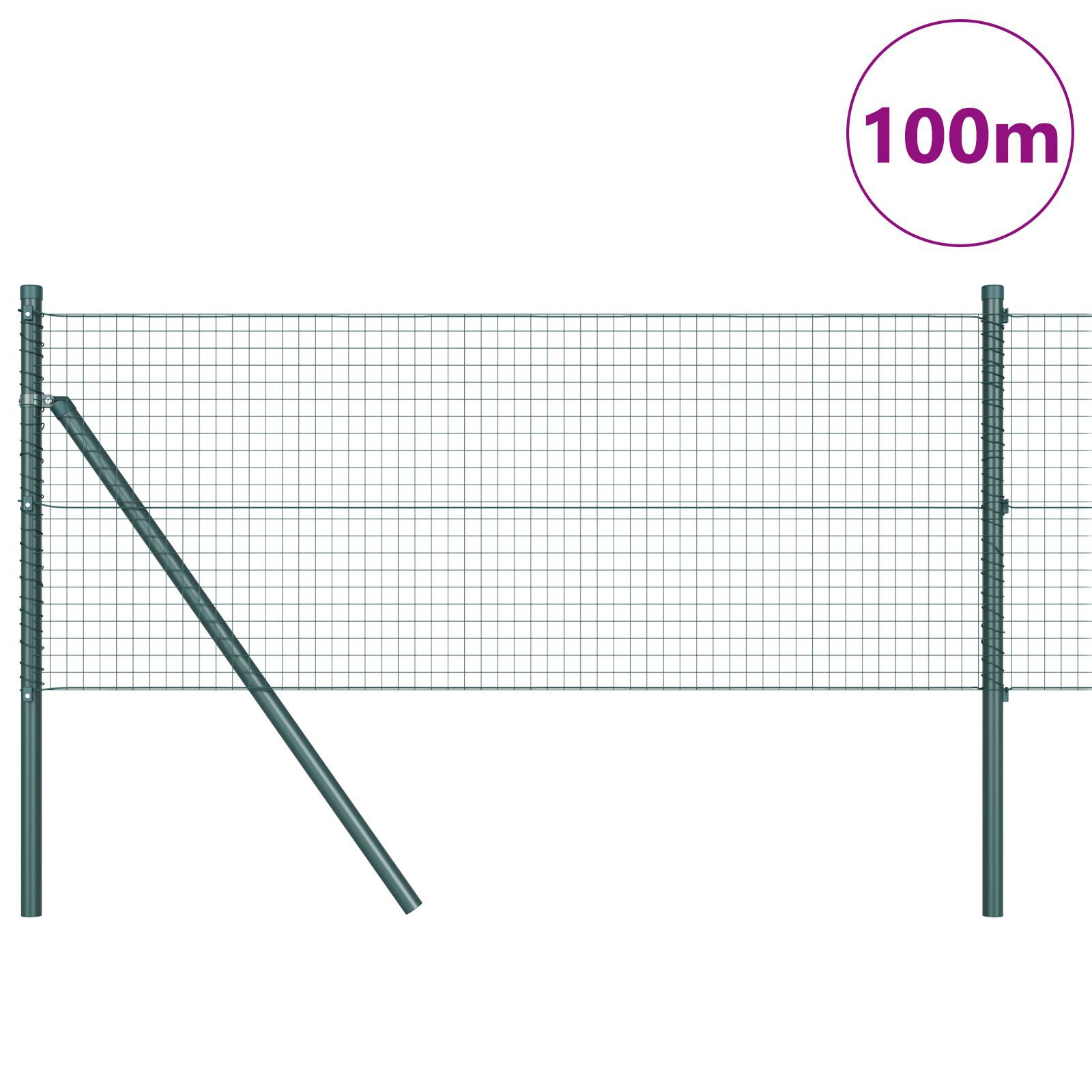 Fencing with Welded Wire Fence cu 13 Stâlpi Verzi 0.8x100m Oțel GartenMobel Dekor