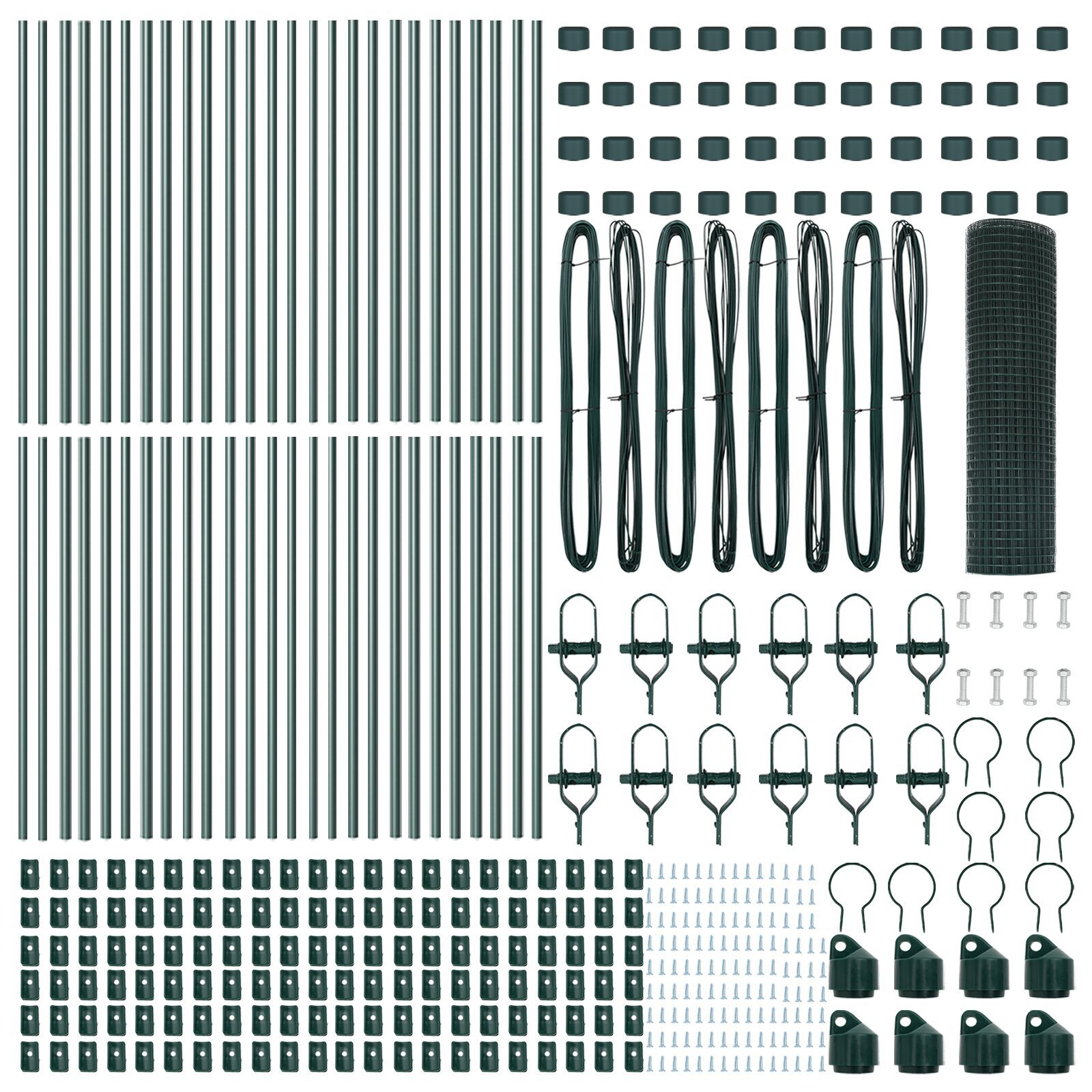 Gard din fier sudat cu 13 stâlpi verzi 0.4x100 m oțel GartenMobel Dekor