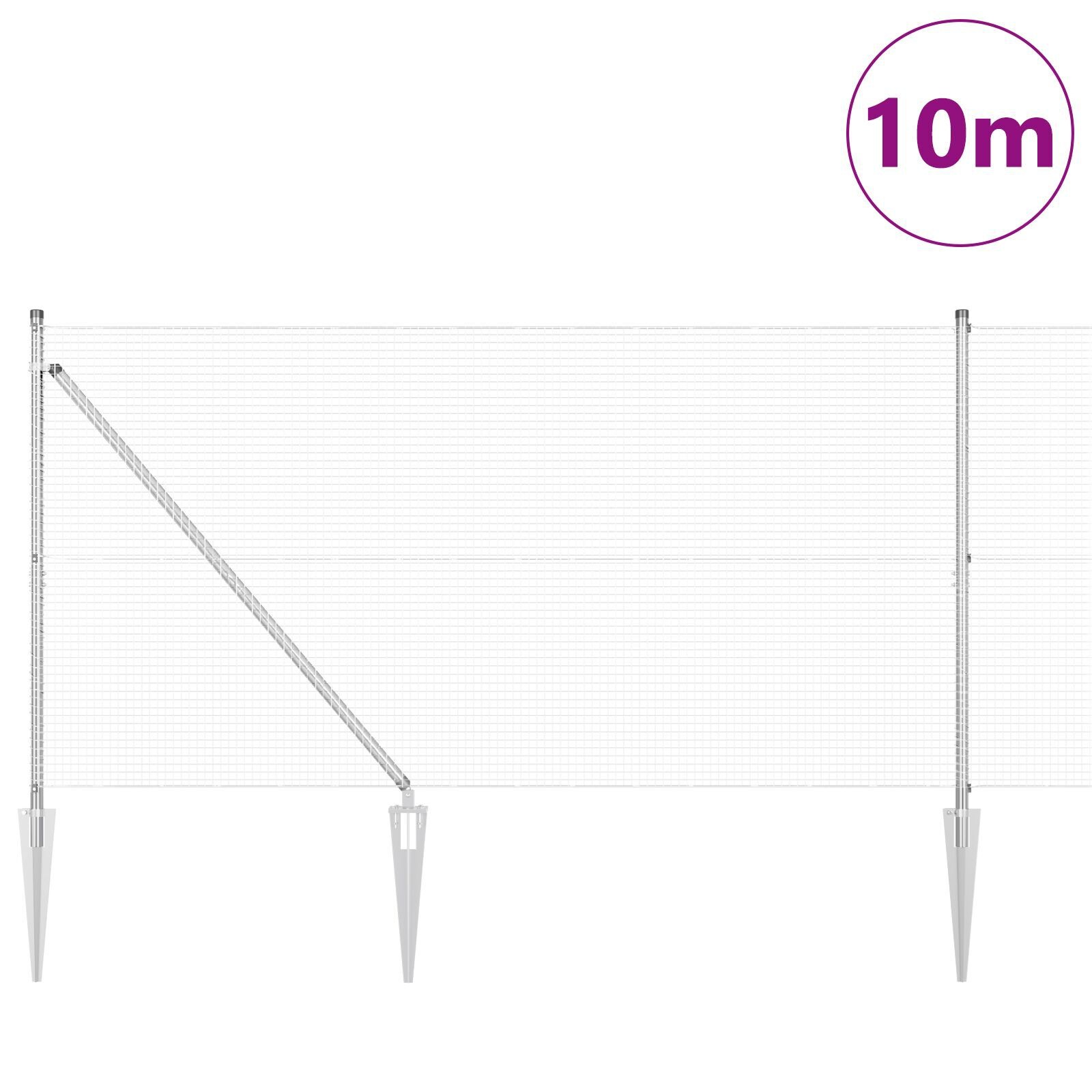 Gard Sârmă Sudată cu 7 Stâlpi de 1.2x10 m din Oțel Galvanizat GartenMobel Dekor