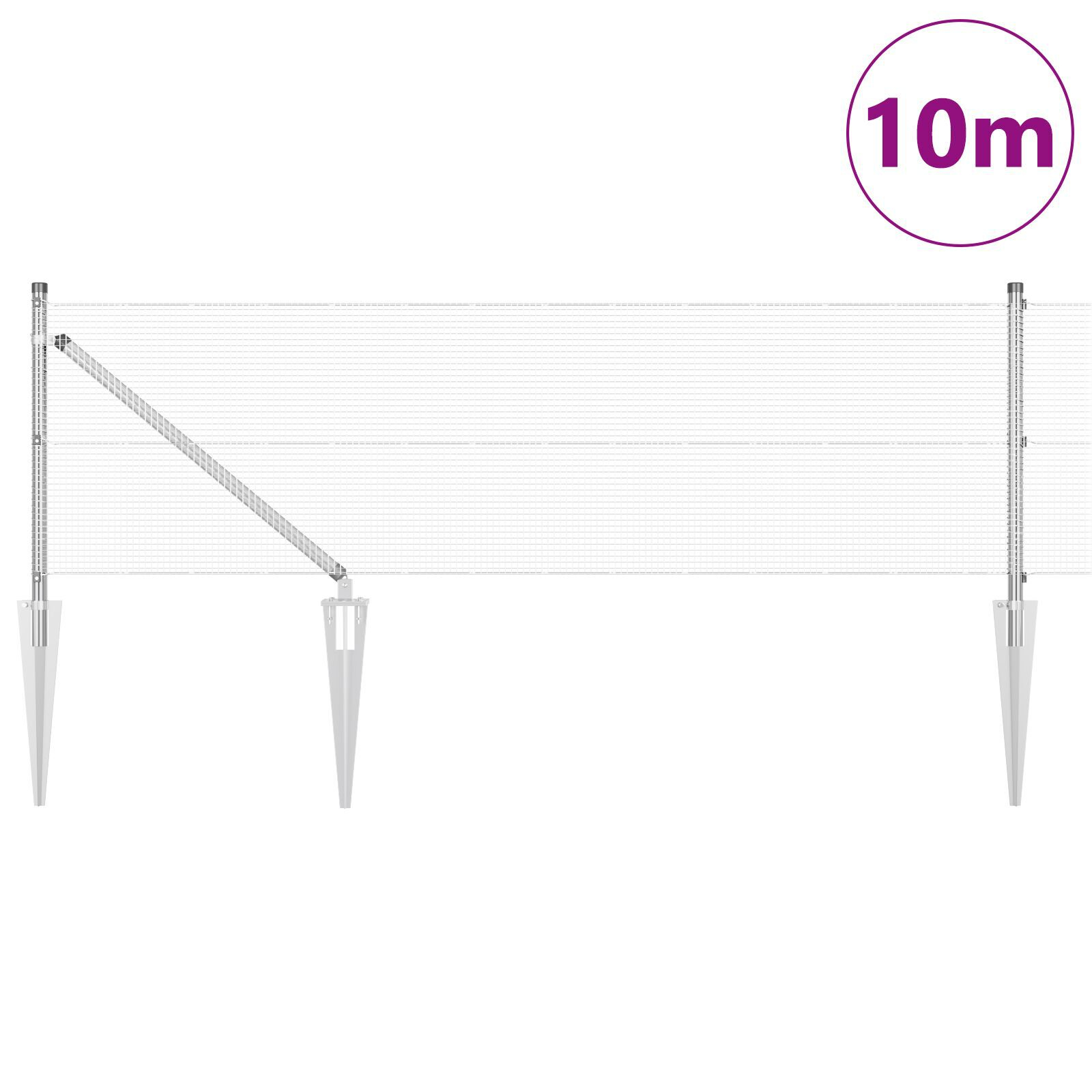 Gard din Plasă Sudată cu 7 Stâlpi de Sprijin 0.6x10 m Oțel Galvanizat GartenMobel Dekor