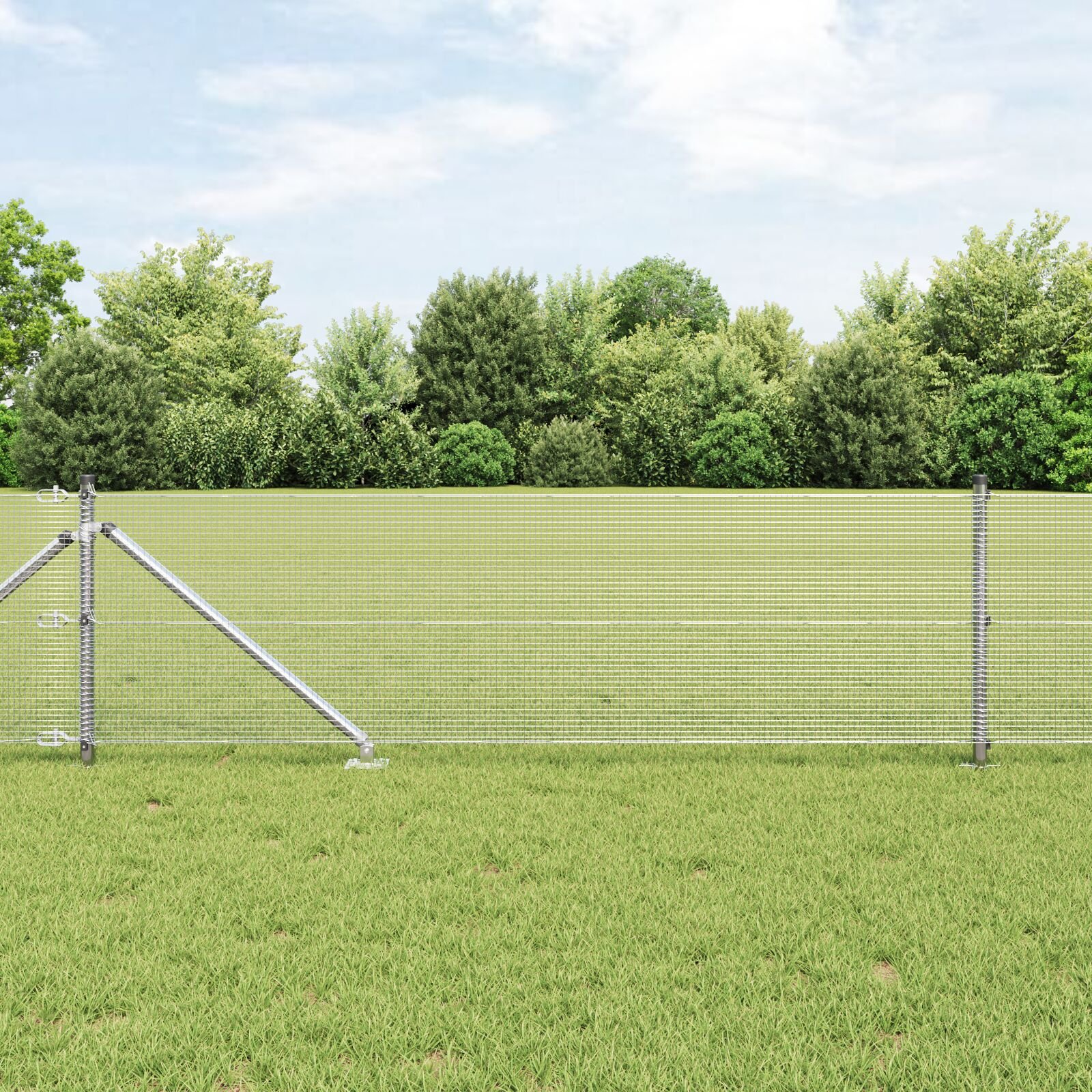 Gard din fibră sudată cu 13 stâlpi cu vârf 0.8x25 m Oțel galvanizat GartenMobel Dekor